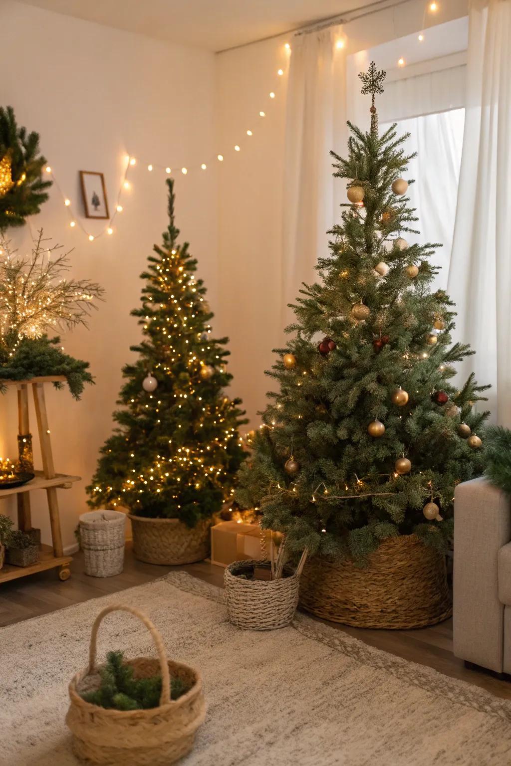 Inject celebratory charm with small-scale cedars.