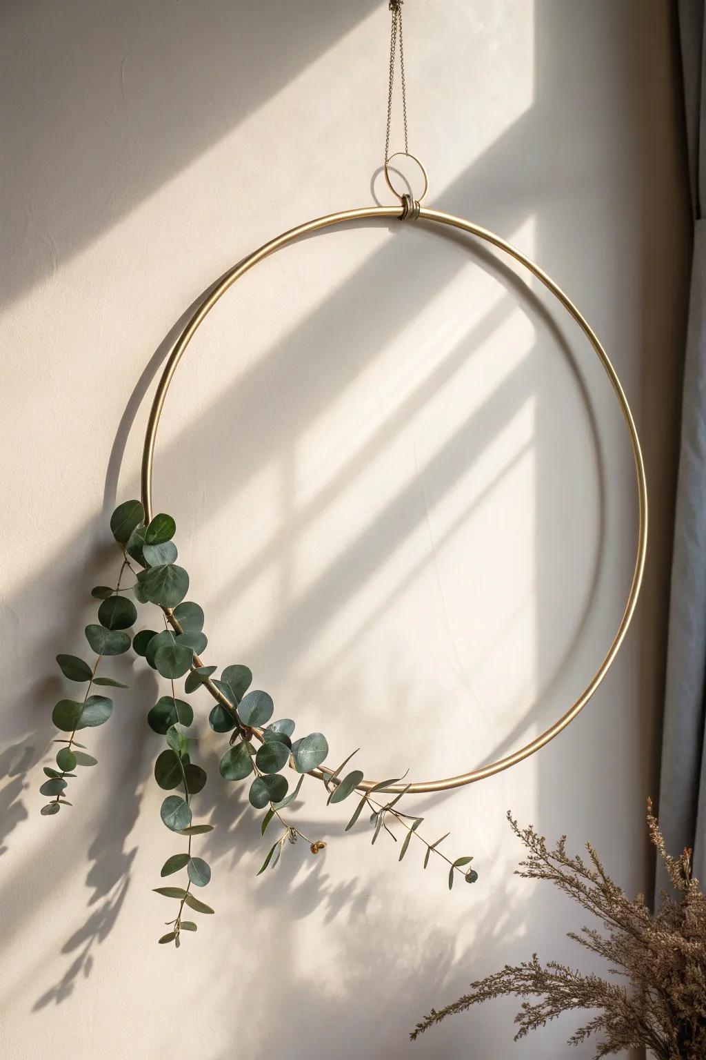 Embrace simplicity with a minimalist metal wreath that speaks volumes in elegance.