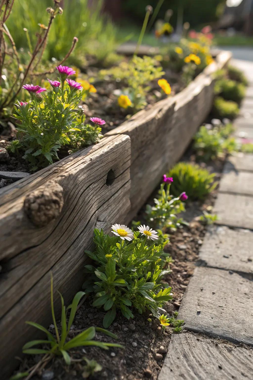 Construct a garden masterpiece through living wood edging, harmonizing aesthetics with pragmatic functionality.