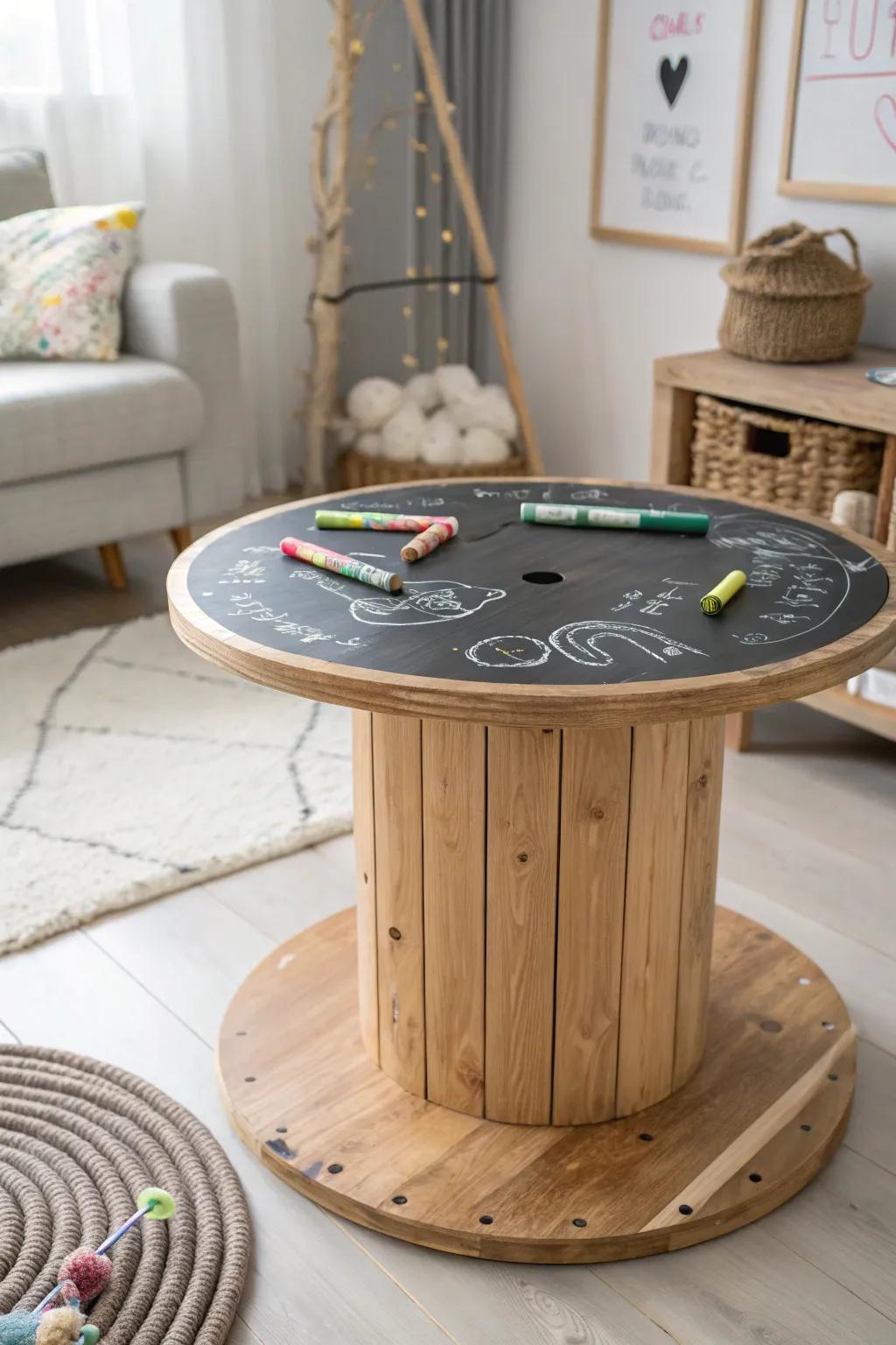 With this adorable chalkboard kids' table that's ideal for budding artists, unleash creativity!