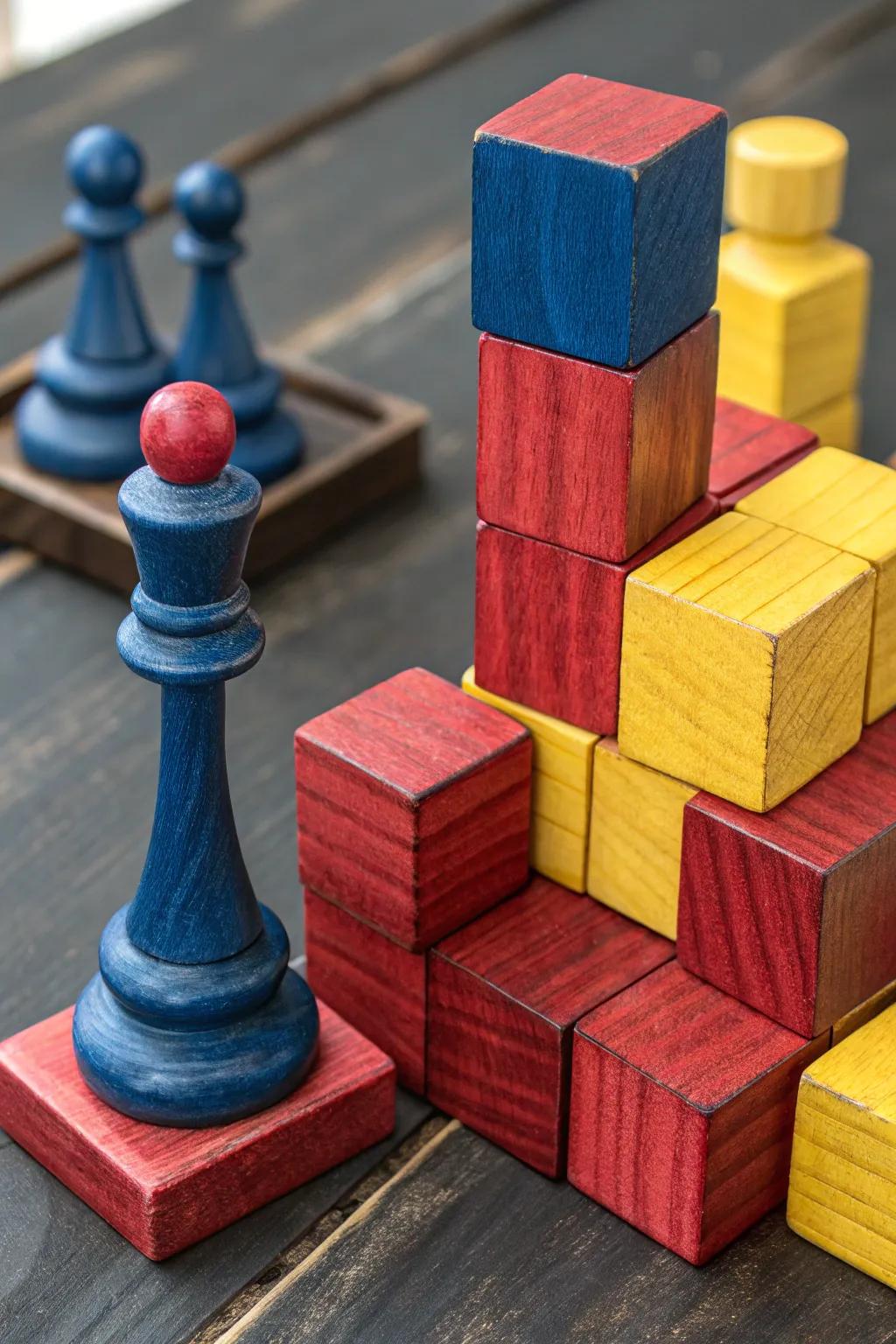 Timeless Craftsmanship: Elevate playtime with these stunning wooden stacking blocks.