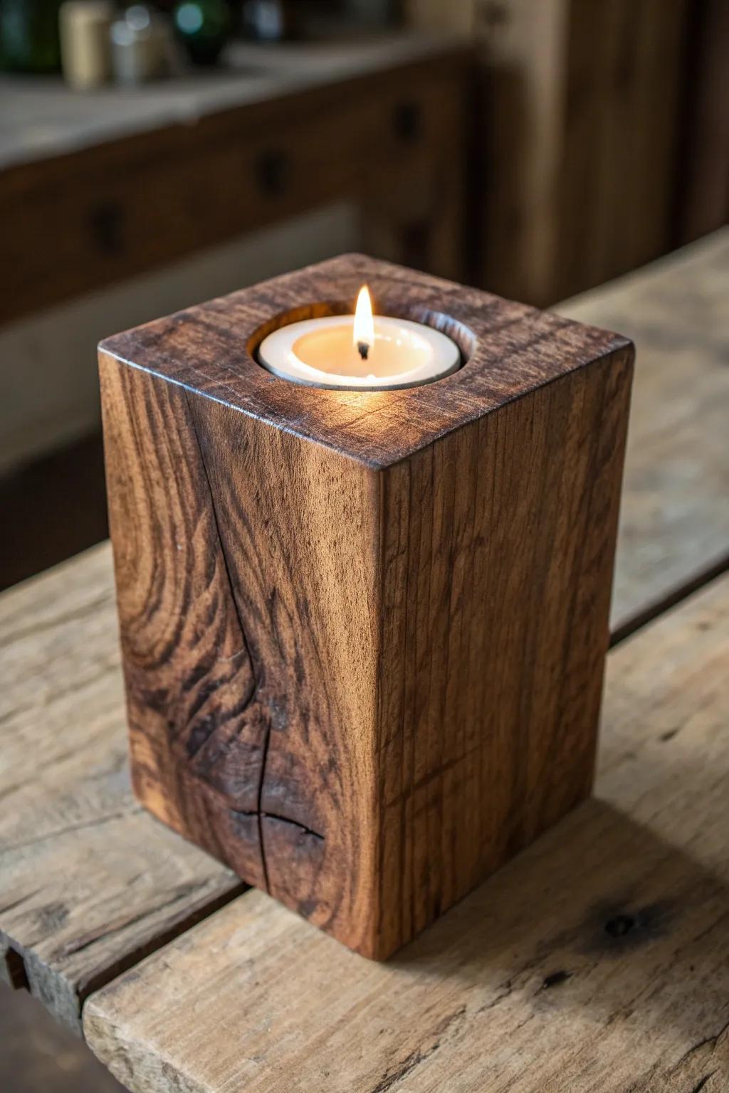 Illuminate your holiday table by using the warm glow of handcrafted rustic charm.