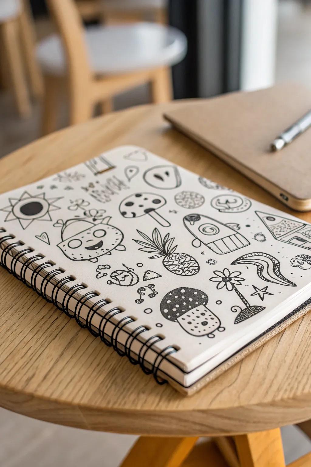 Embrace the joy of creativity through whimsical scribbles that bring a playful touch to your minimalist space.