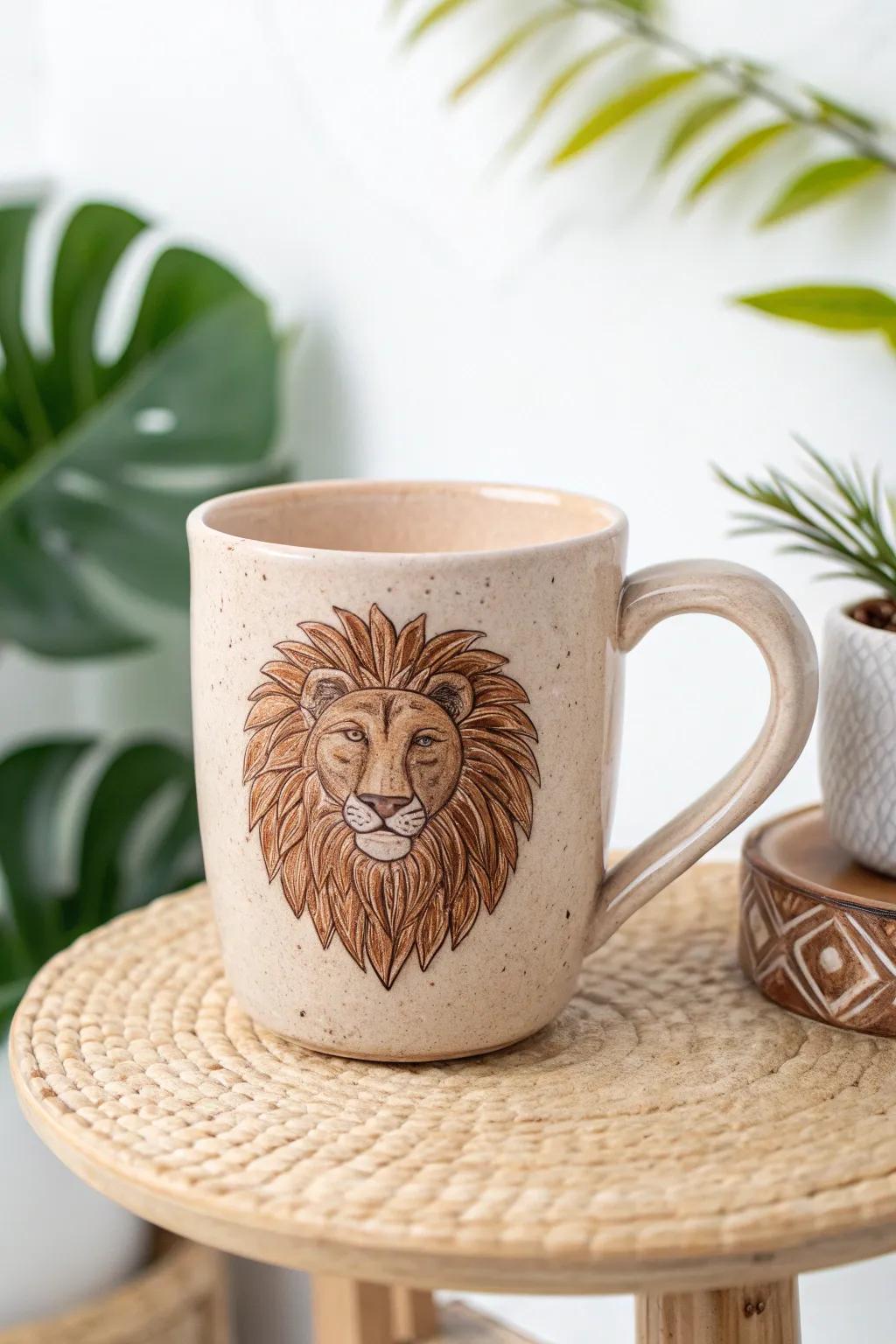 Sip akin to royalty, utilizing this elegantly crafted cat mane mug, where each drink embodies a majestic occasion.