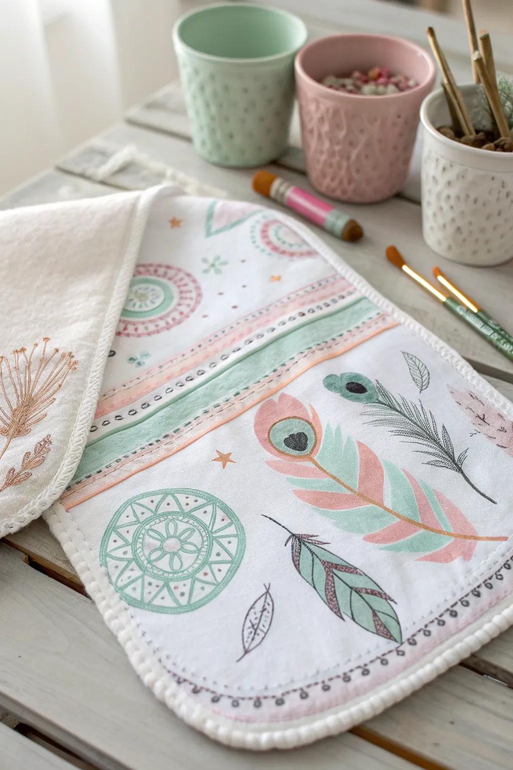 Fashion your own exquisite infant eructation cloths accompanied by a nuance of Scandinavian minimalism and boho allure!