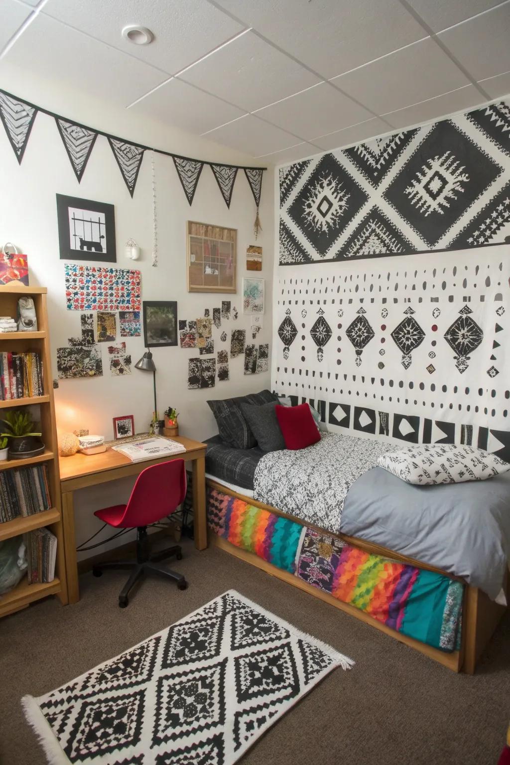 Wall stickers add creative flair.
