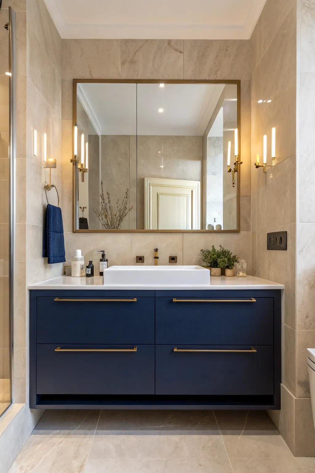Maximize space with an elevated basin design.