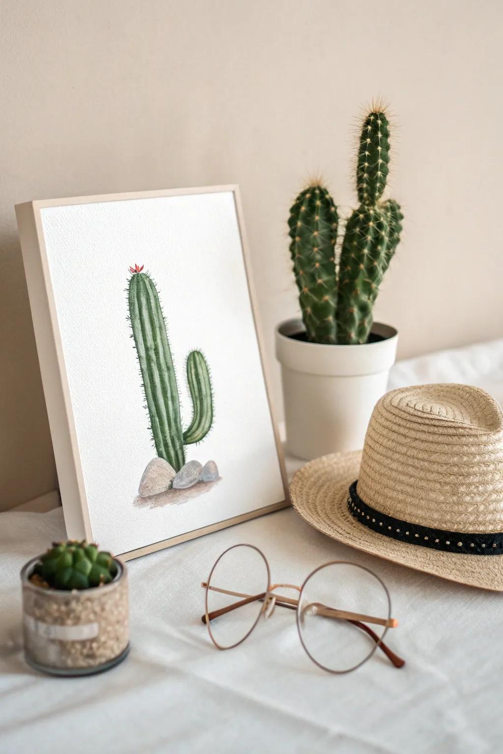 Add a whimsical twist to your cactus art with charming accessories!