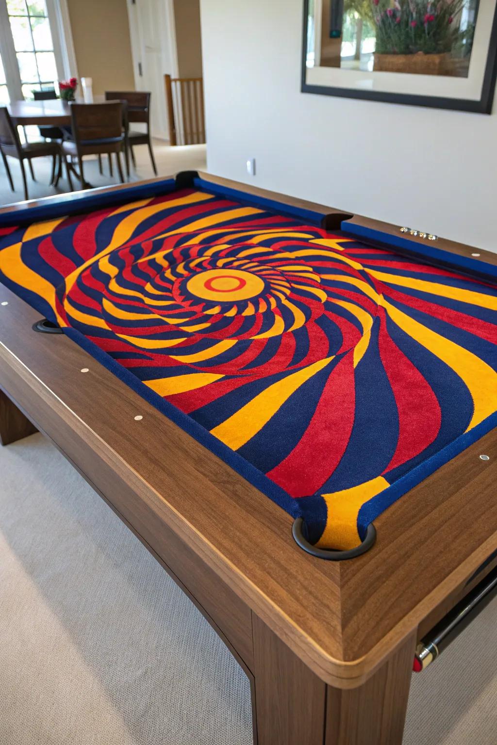 Transform your game room with a billiards table that's a true optical masterpiece!