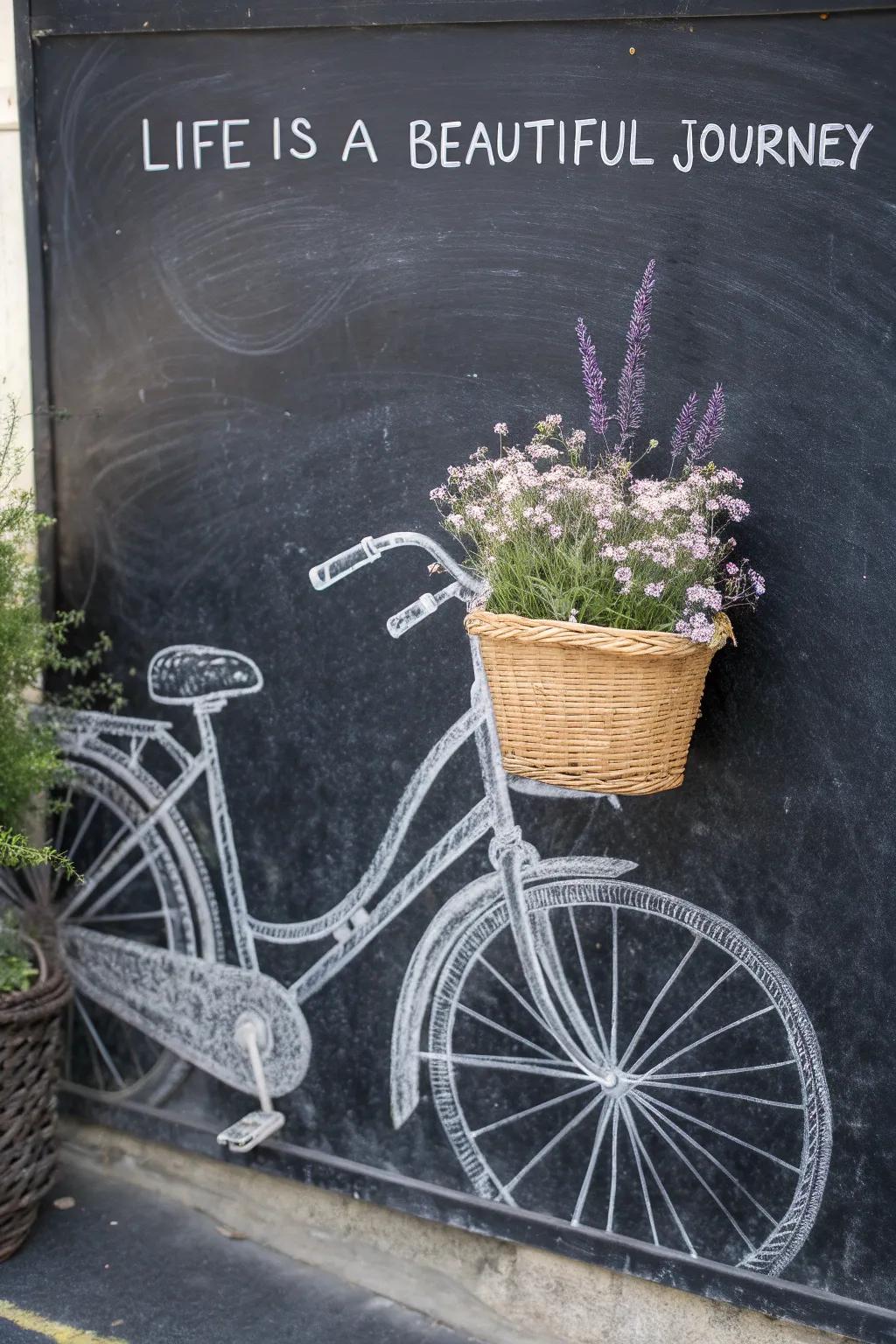 Capture the charm of adventure with this vintage velocipede chalk drawing—perfect for your next creative journey!