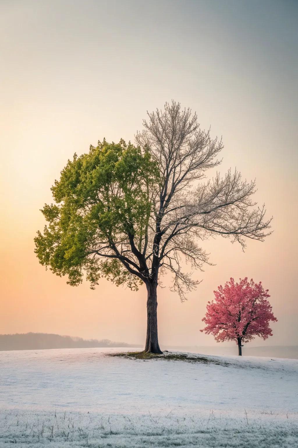 Experience the still exquisiteness borne out by nature's cycles when surveying this stirring shifting vista.