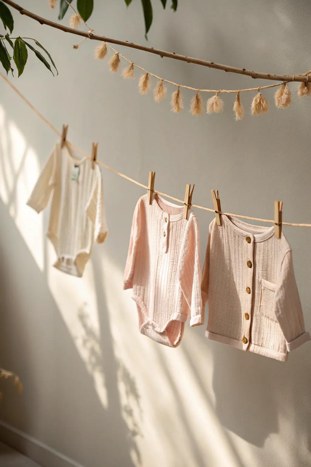 Design a heartfelt touch with a captivating baby clothesline display - where simplicity meets elegance.