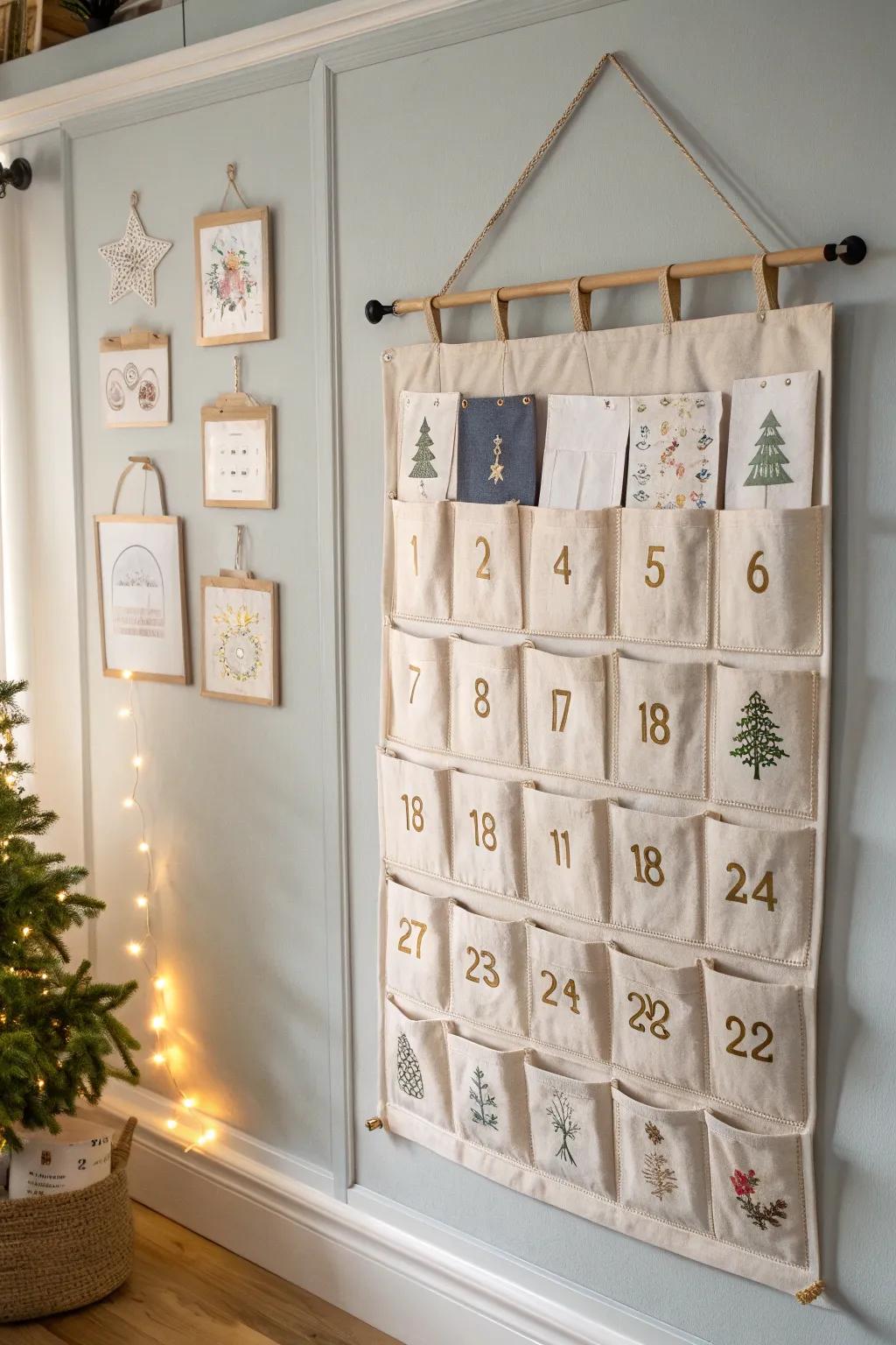 Uncover the delight of counting down to Christmas with this stunning, handcrafted advent calendar that melds simplicity and charm.