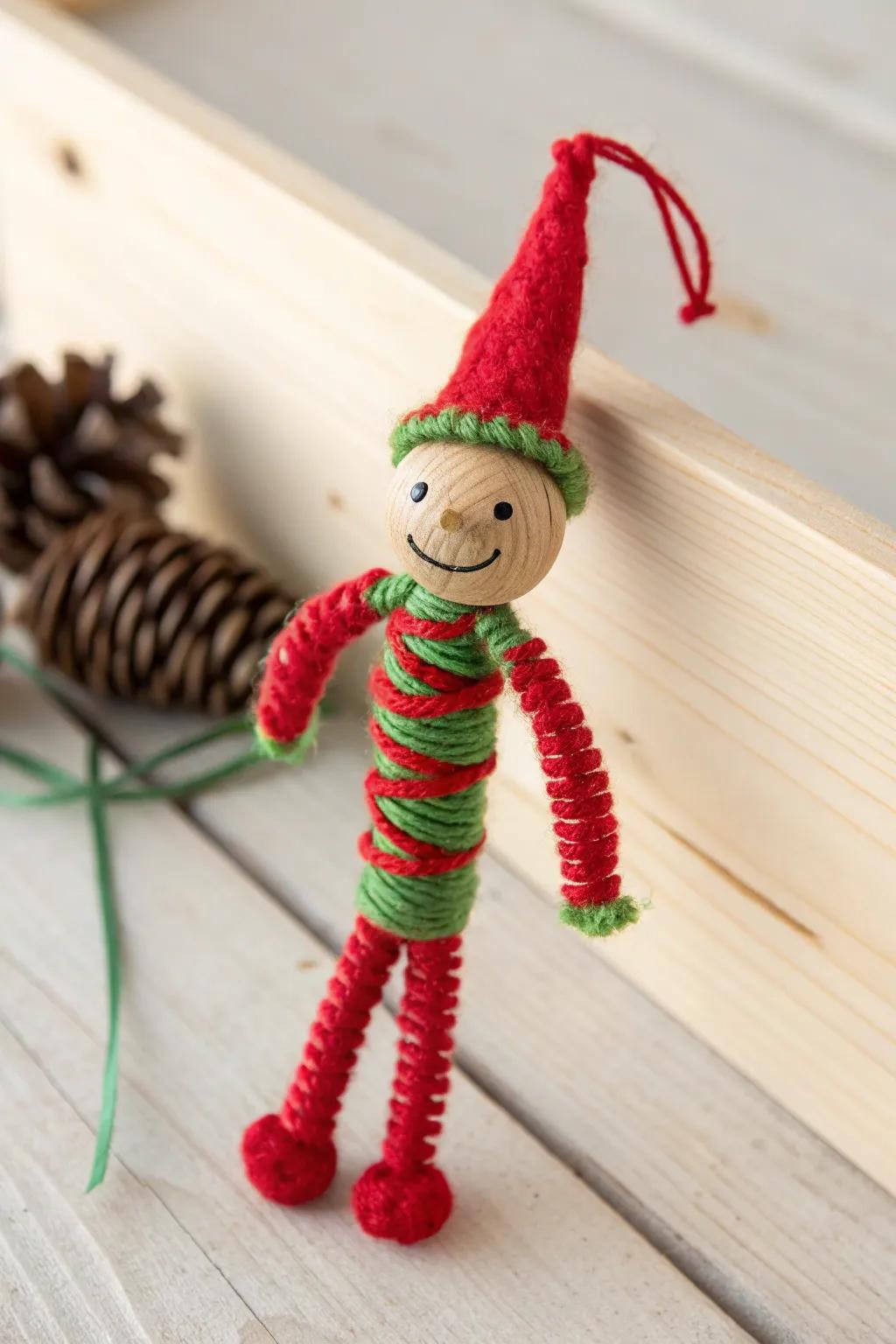Encapsulate the enchantment of handmade with this captivating tubular cleaner sprite ornament, impeccable for imbuing a whimsical flourish to your Christmas aesthetic.