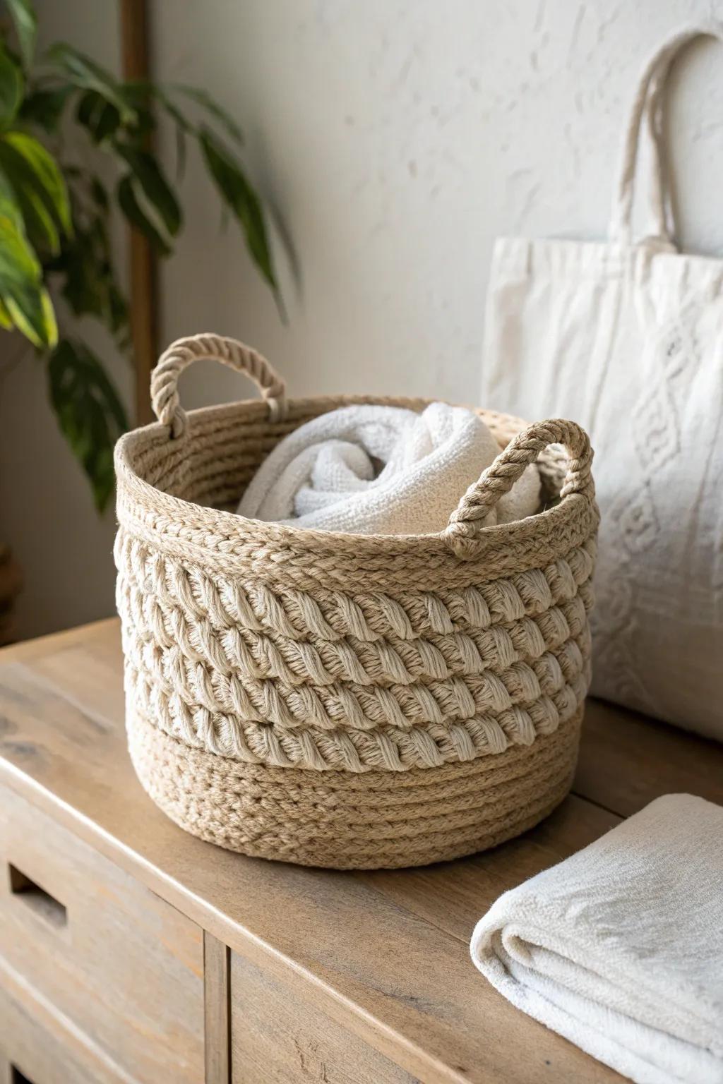 Elevate your home decor with a touch of nature - chic DIY rope baskets that blend functionality with style.