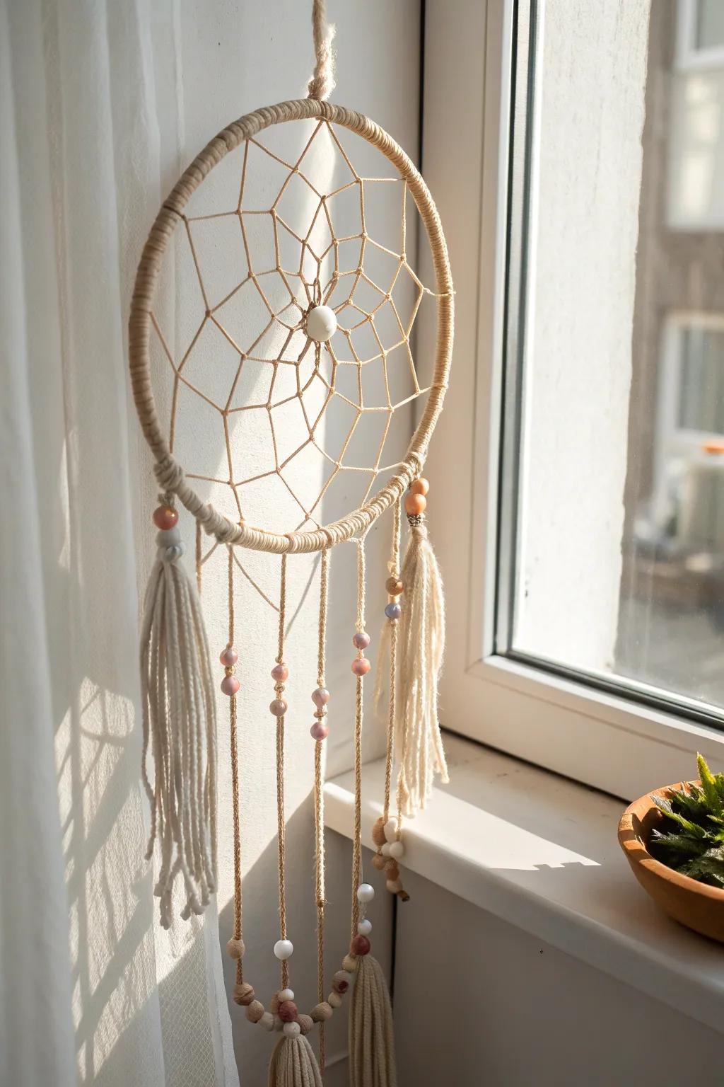 Embrace the allure of Gothic elegance with a handcrafted arachnid net dreamcatcher. Perfect for adding a touch of mystery and beauty to any space.