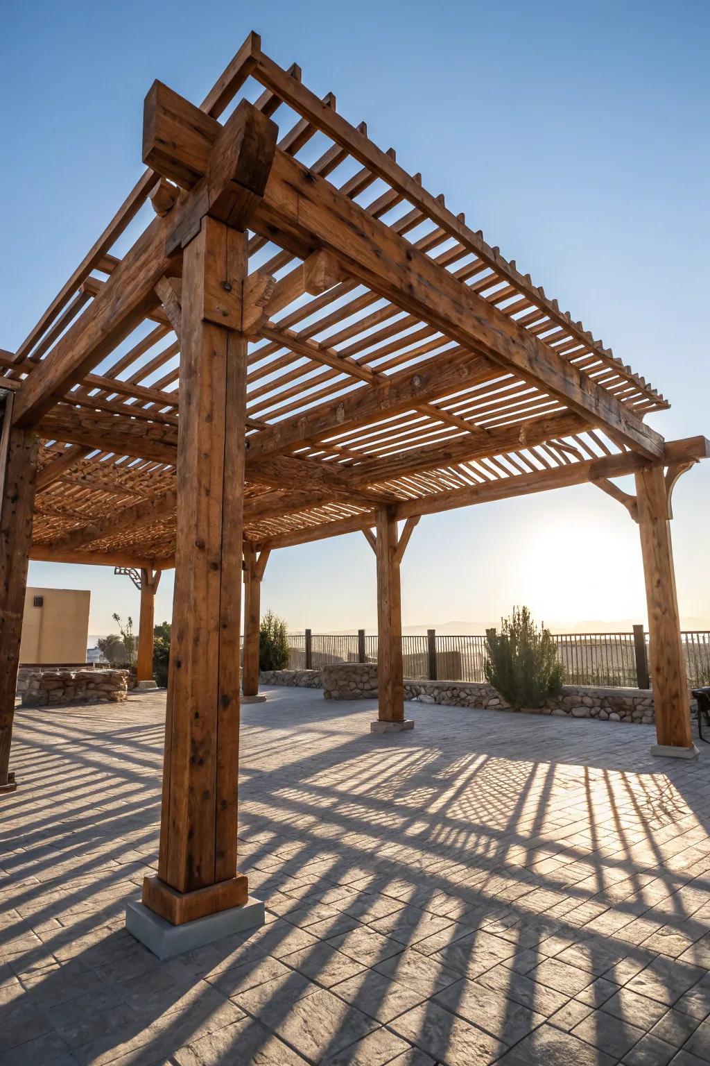 Transform your patio with a bold DIY pallet pergola – where sustainability meets style.