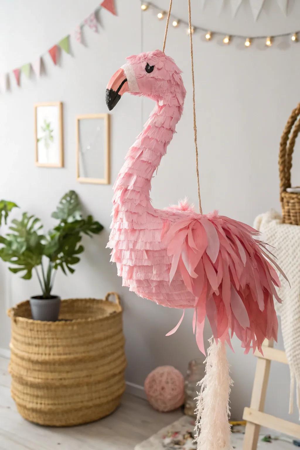 Elevate your occasion with this charming flamingo piñata—a flawless fusion of amusement and elegance!