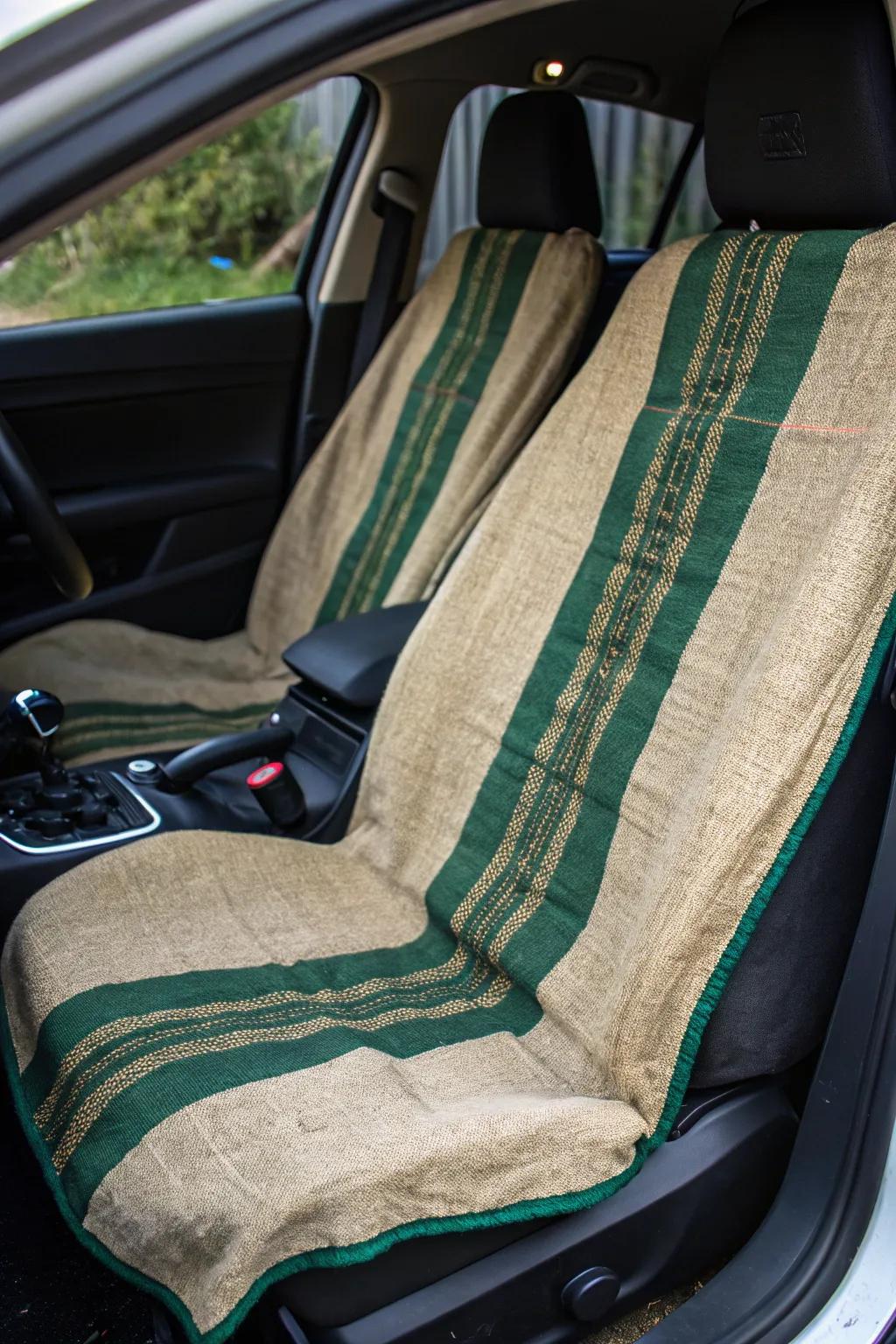 Craftsmanship aligns with sustainability: Transform your car interior with eco-conscious hemp seat coverings.