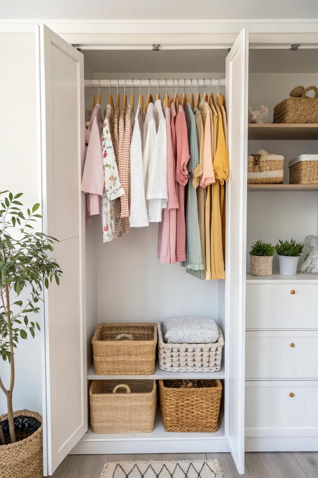 Revamp your baby's closet into a rainbow of organized delight with color-coordinated simplicity!