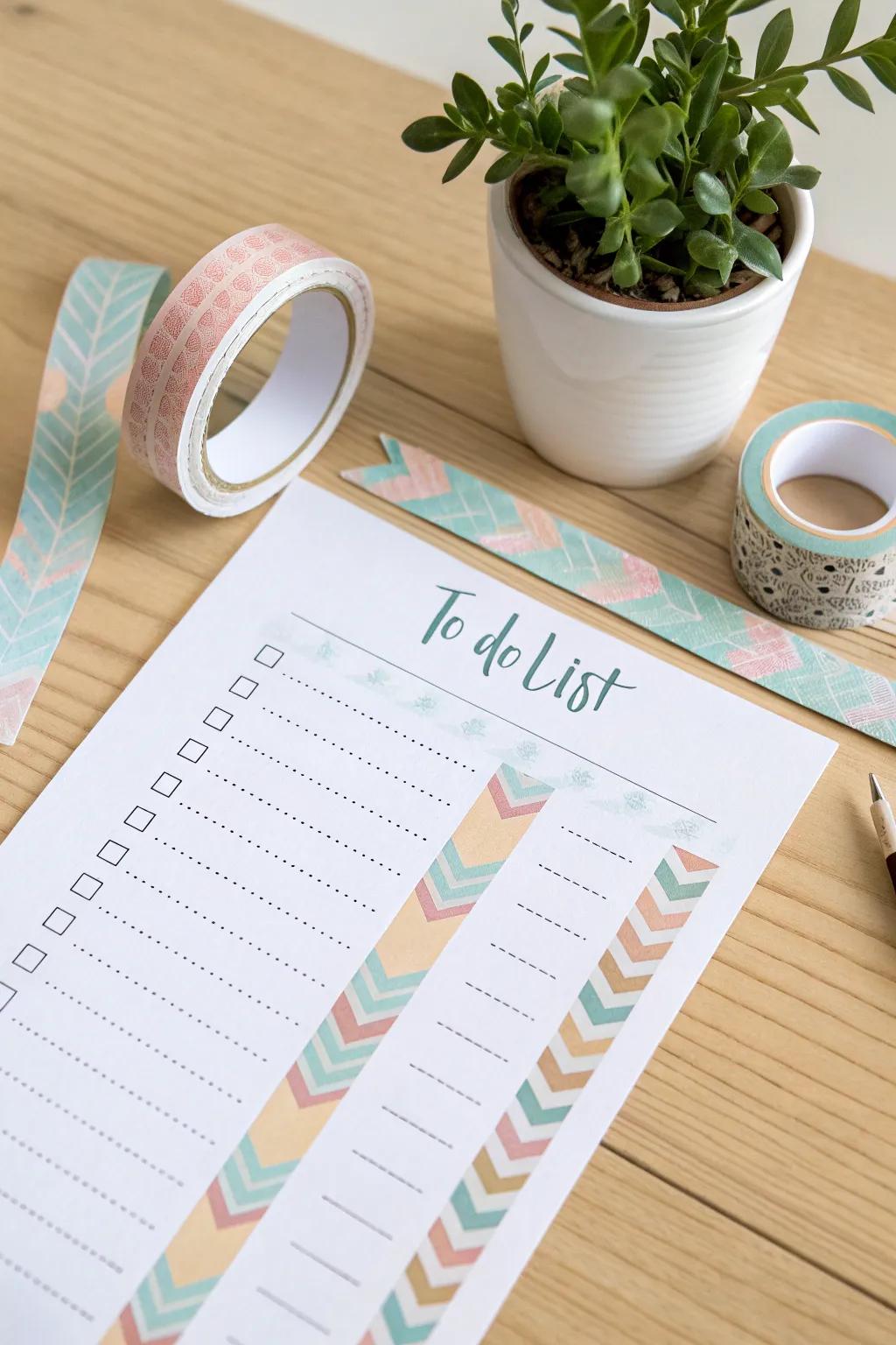 Enhance your planning with a touch of patterned tape magic! 🌿✨ #DIYOrganization #ScandiBoho