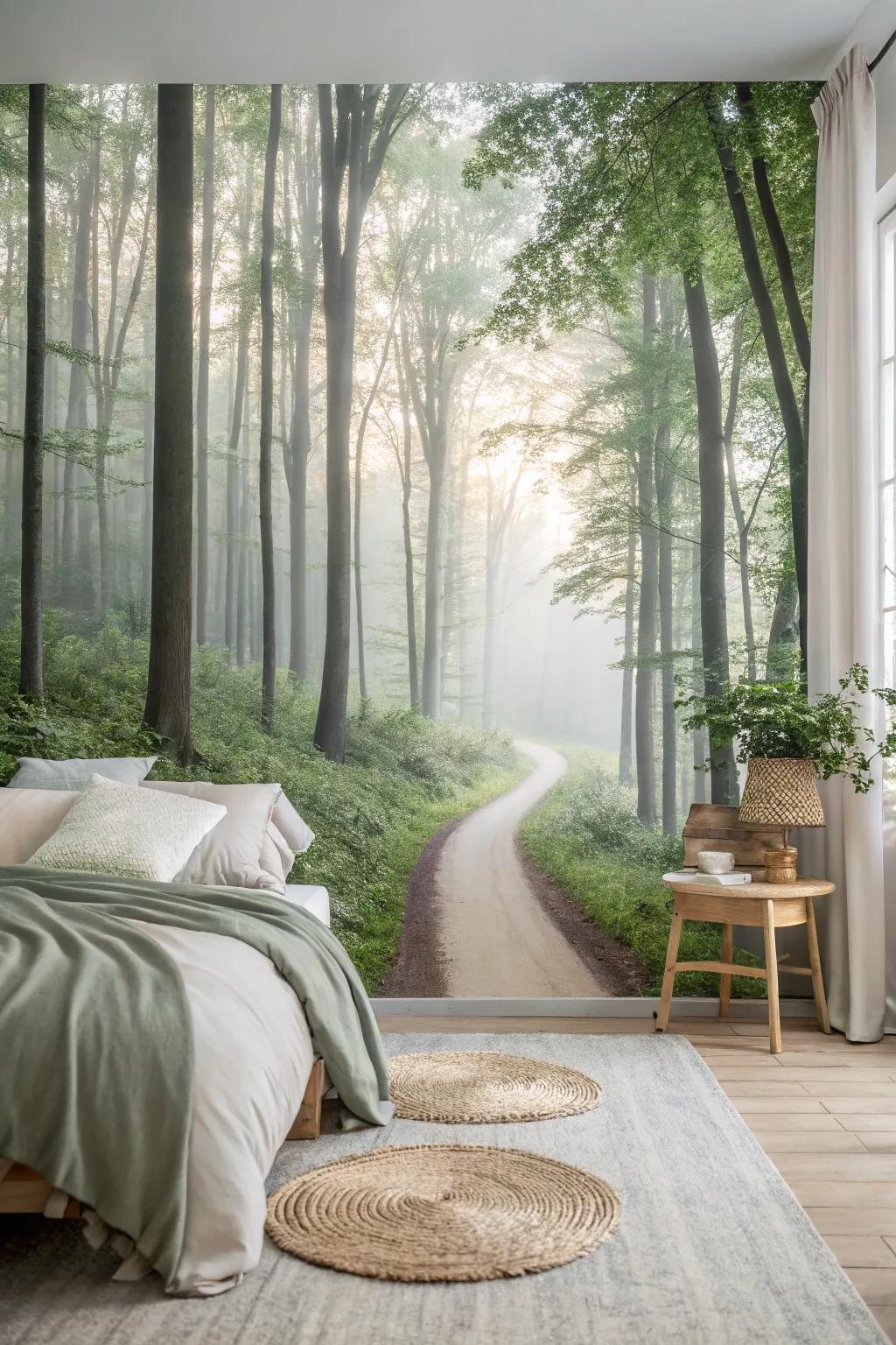 Transform your area via a serene arboreal route mural, seizing nature's clarity and charm.