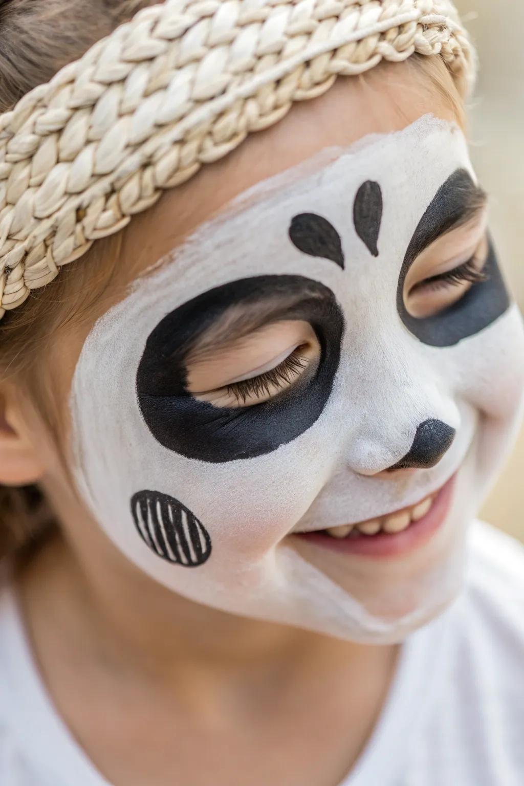 Seize the charm of a spirited ailuropoda alongside this uncomplicated and lovable visage color creation.