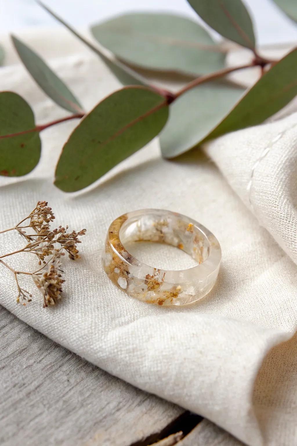 Embrace the skill of storytelling through each resin band, a seamless fusion of simplicity and inherent grace.