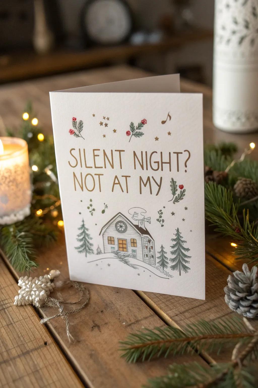 Serene evening? Not really! Seize the celebratory amusement with a hint of humor. 🎄✨