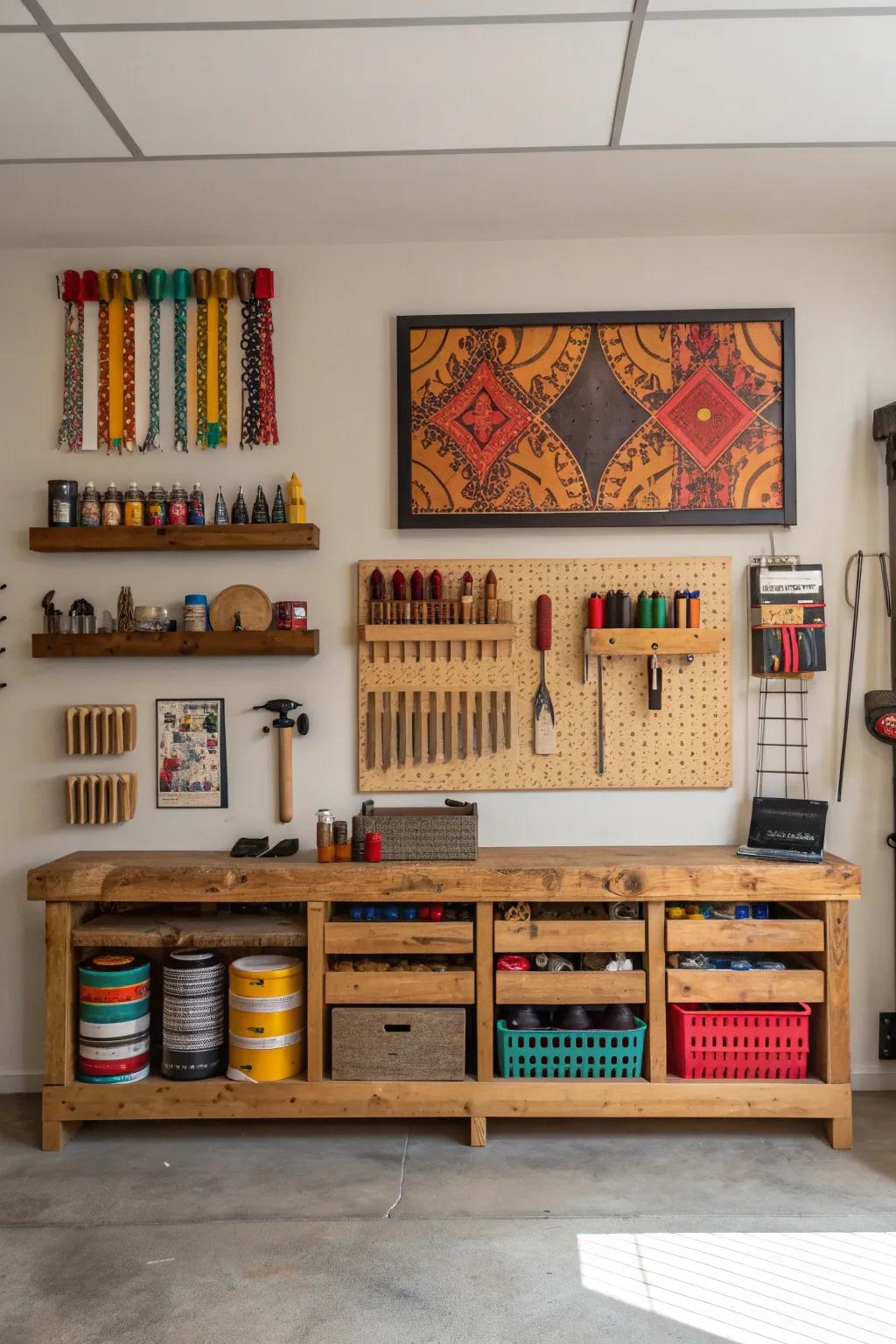 Transform your craft room with a bold display wall that inspires and motivates every day.