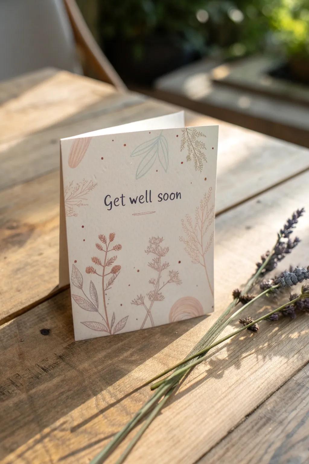 Send your love with a hint of nature: a sustainable and heartfelt 'Speedy Recovery' card.