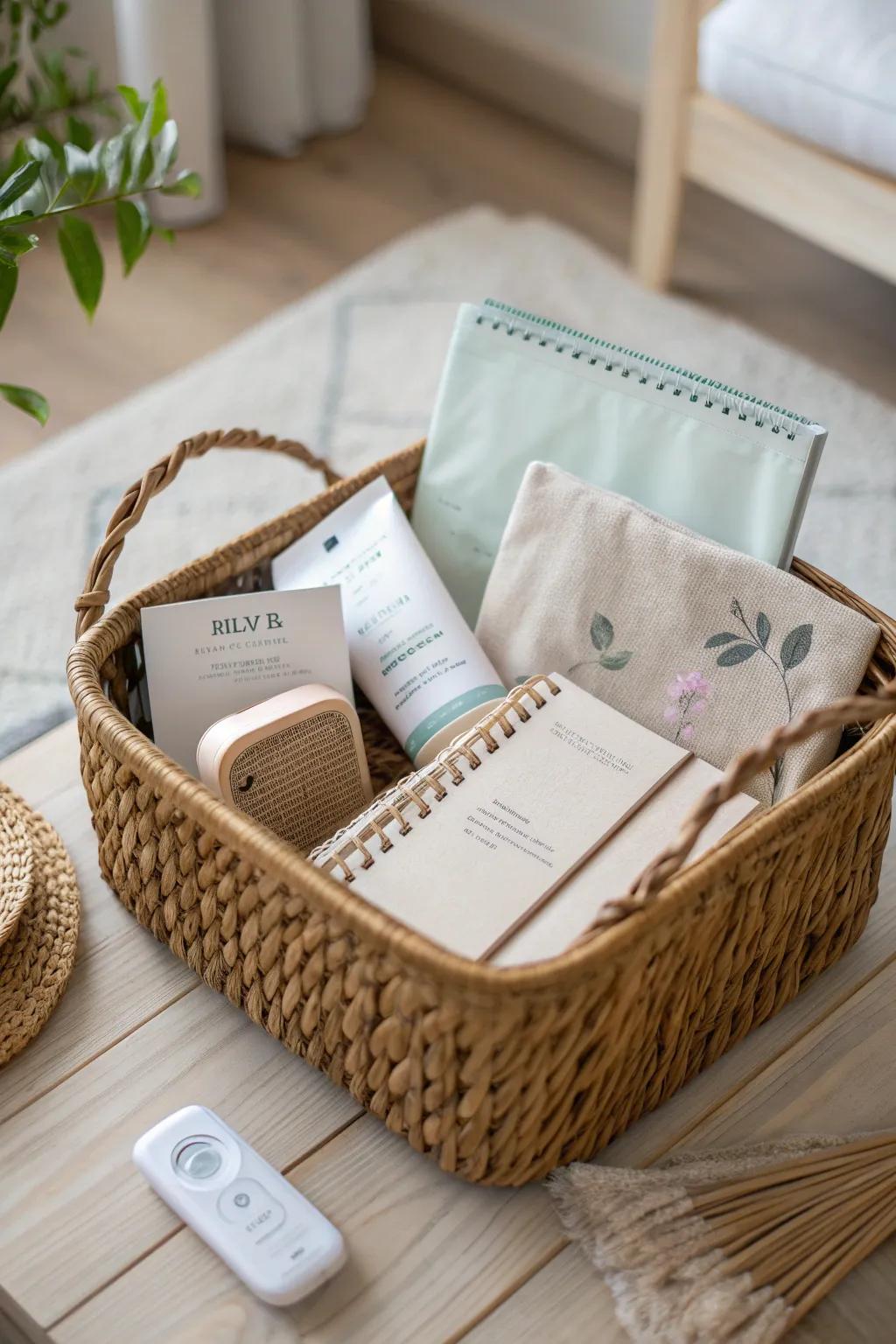 Unwind and Recharge: Discover the Art of Self-Care with Our Thoughtfully Crafted Sanctuary Basket.