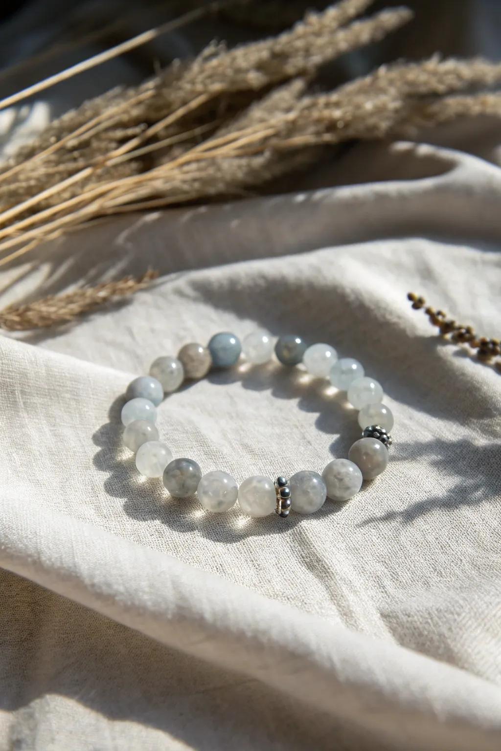 Delight in the perpetual sophistication of a uniform bead bracelet.