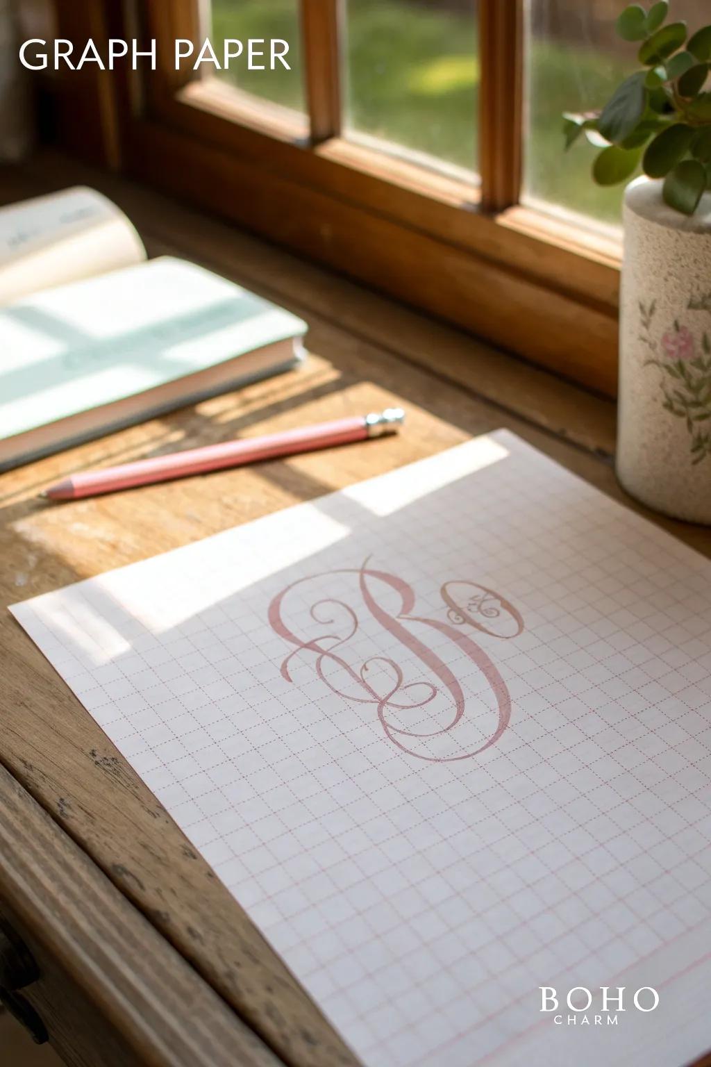 Crafted with care: Personalized monograms turn graph paper into timeless art.