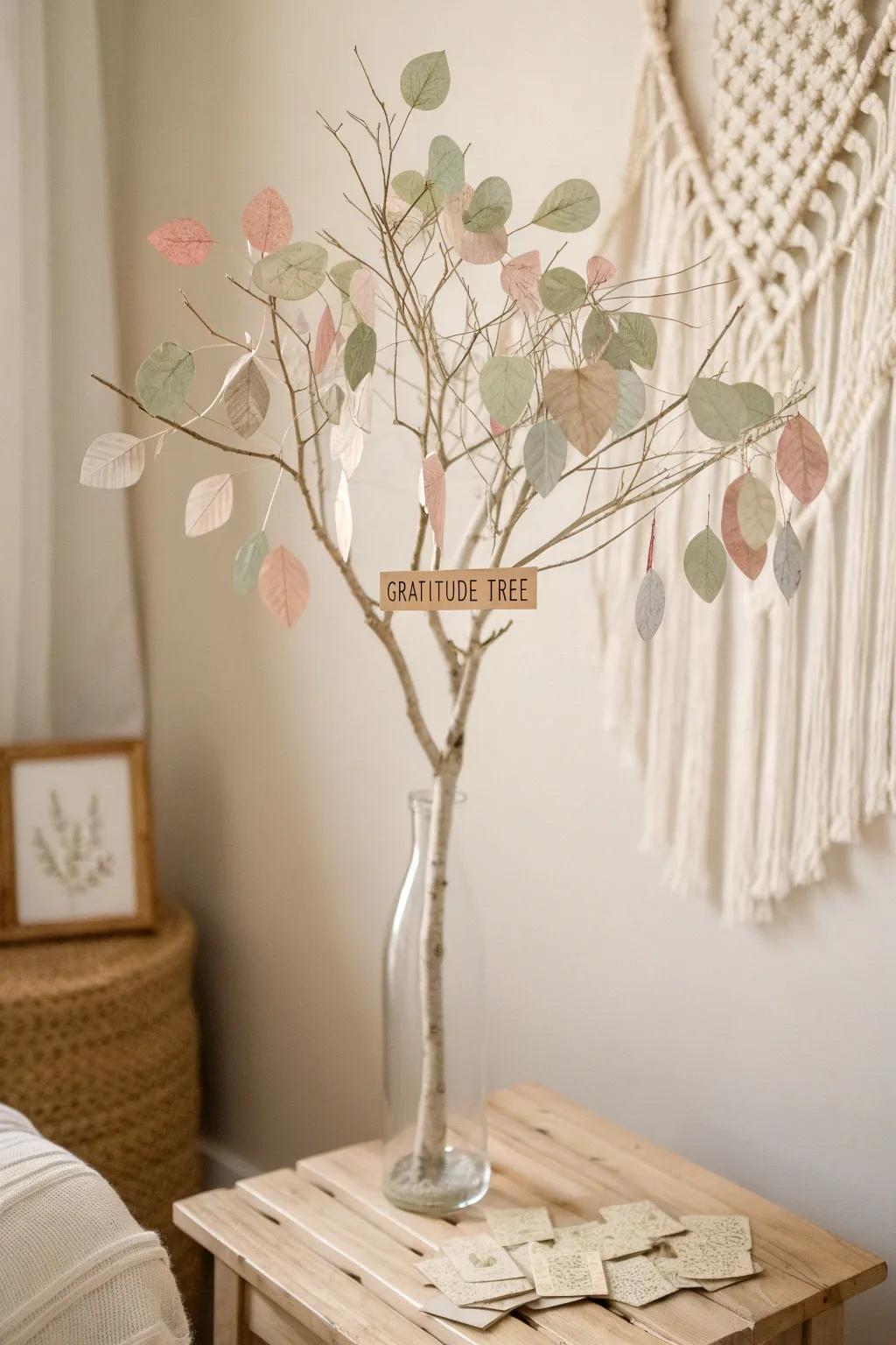 Embrace daily gratitude with this charming minimalist Gratitude Tree. 🌿 #GratitudeTree #ScandinavianStyle #BohoChic