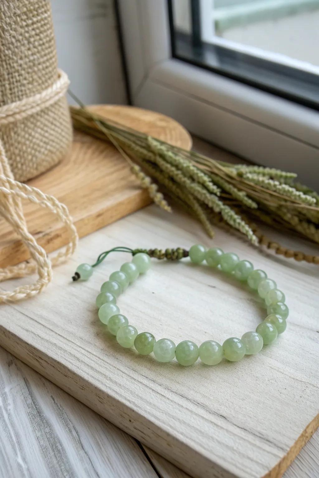 Embrace the soothing allure of Jadeite Jade – a tender embrace for your hand.