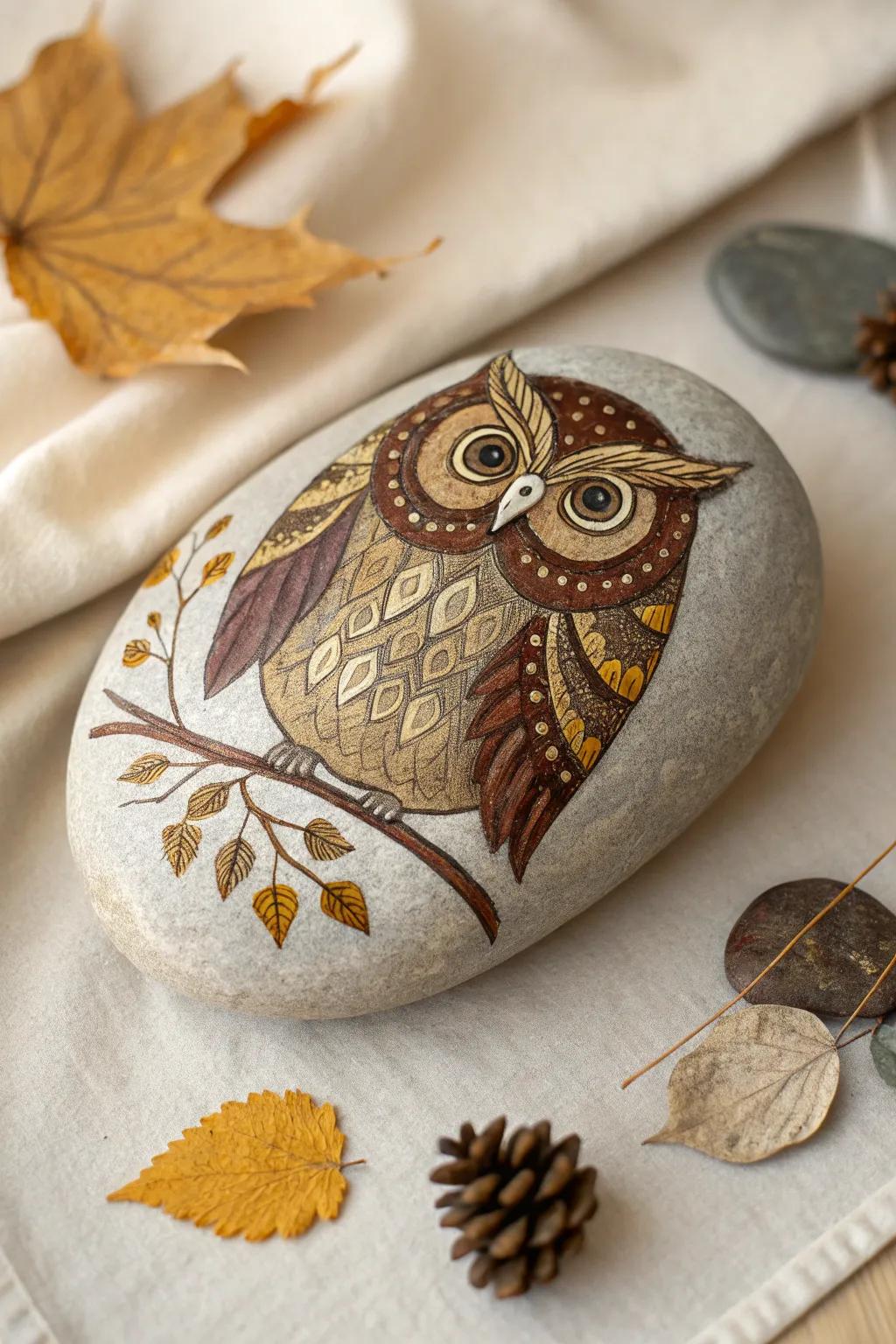 Embrace the wisdom of the night using these exquisitely painted strigine rocks, ideally suited for incorporating a dash of natural elegance to your All Hallow's Eve ornamentation.