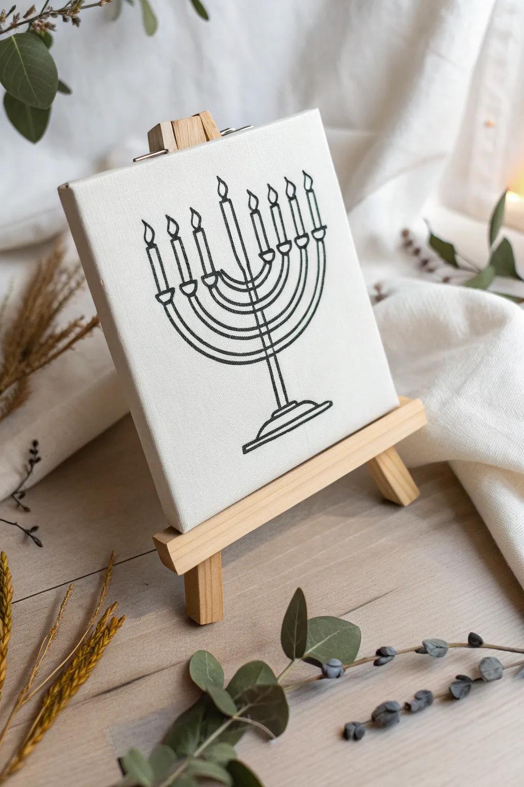 Embrace the beauty of simplicity with this minimalist Hanukkah art piece.