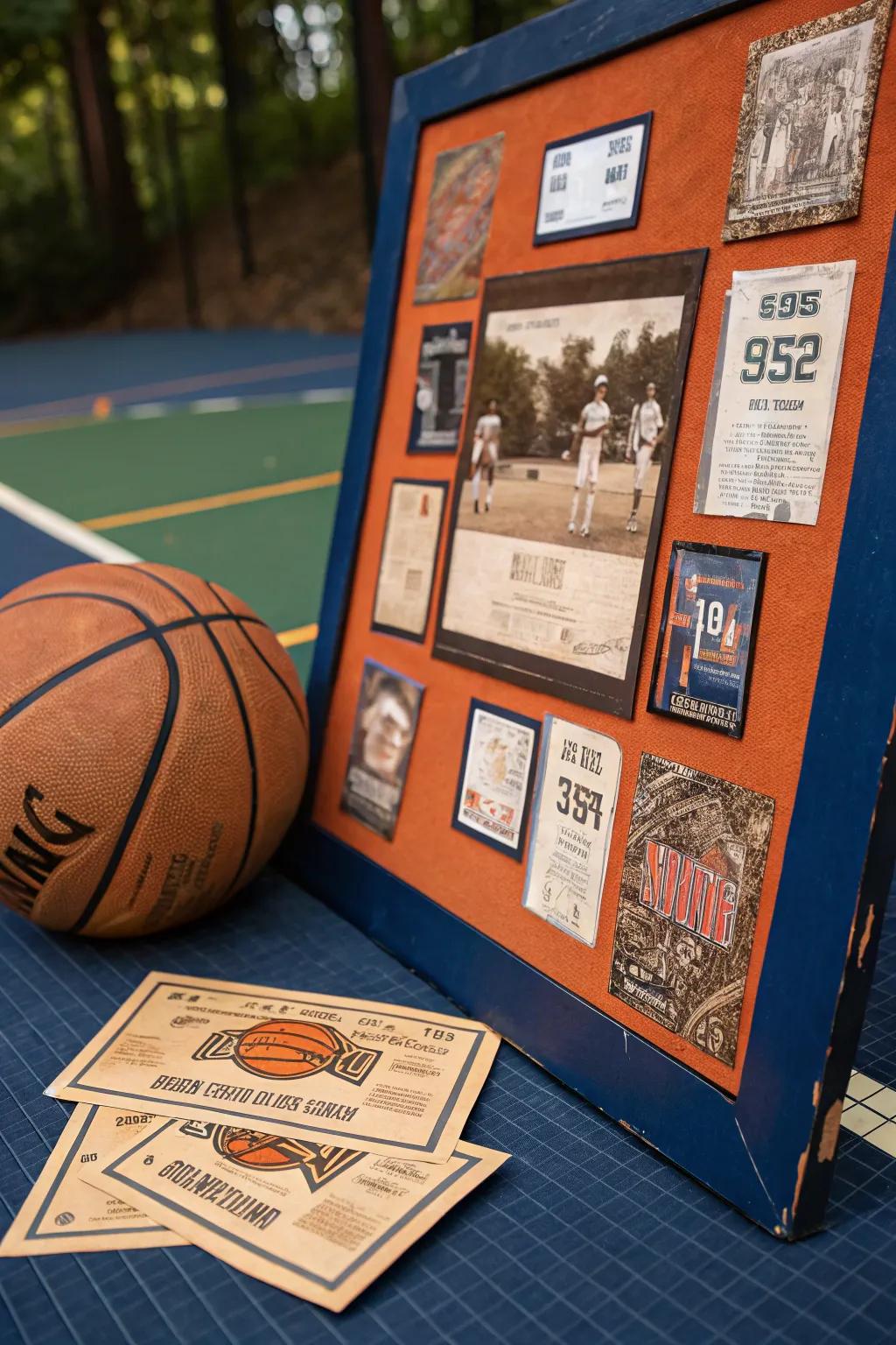 Craft your passion: a basketball artwork that narrates your distinctive story through vibrant layers.