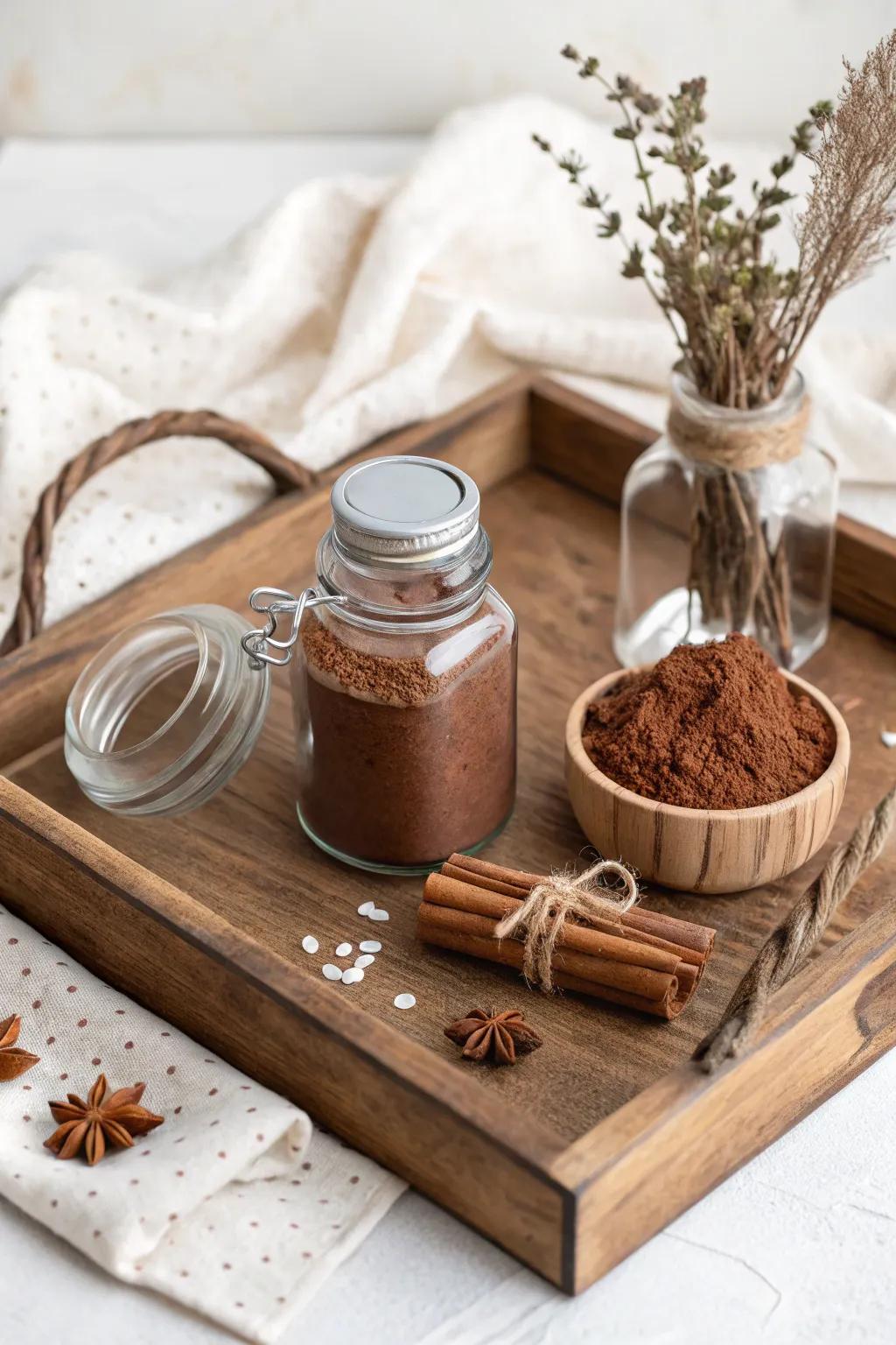 Add a dash of spice to your hot chocolate experience with this elegantly crafted ensemble!