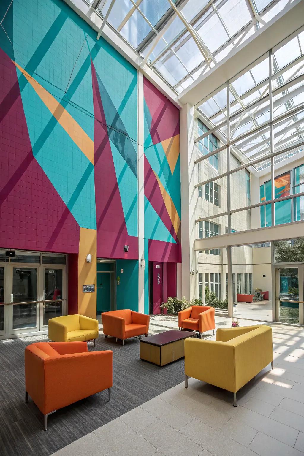 Vivid hues bring life and energy into this vibrant atrium.