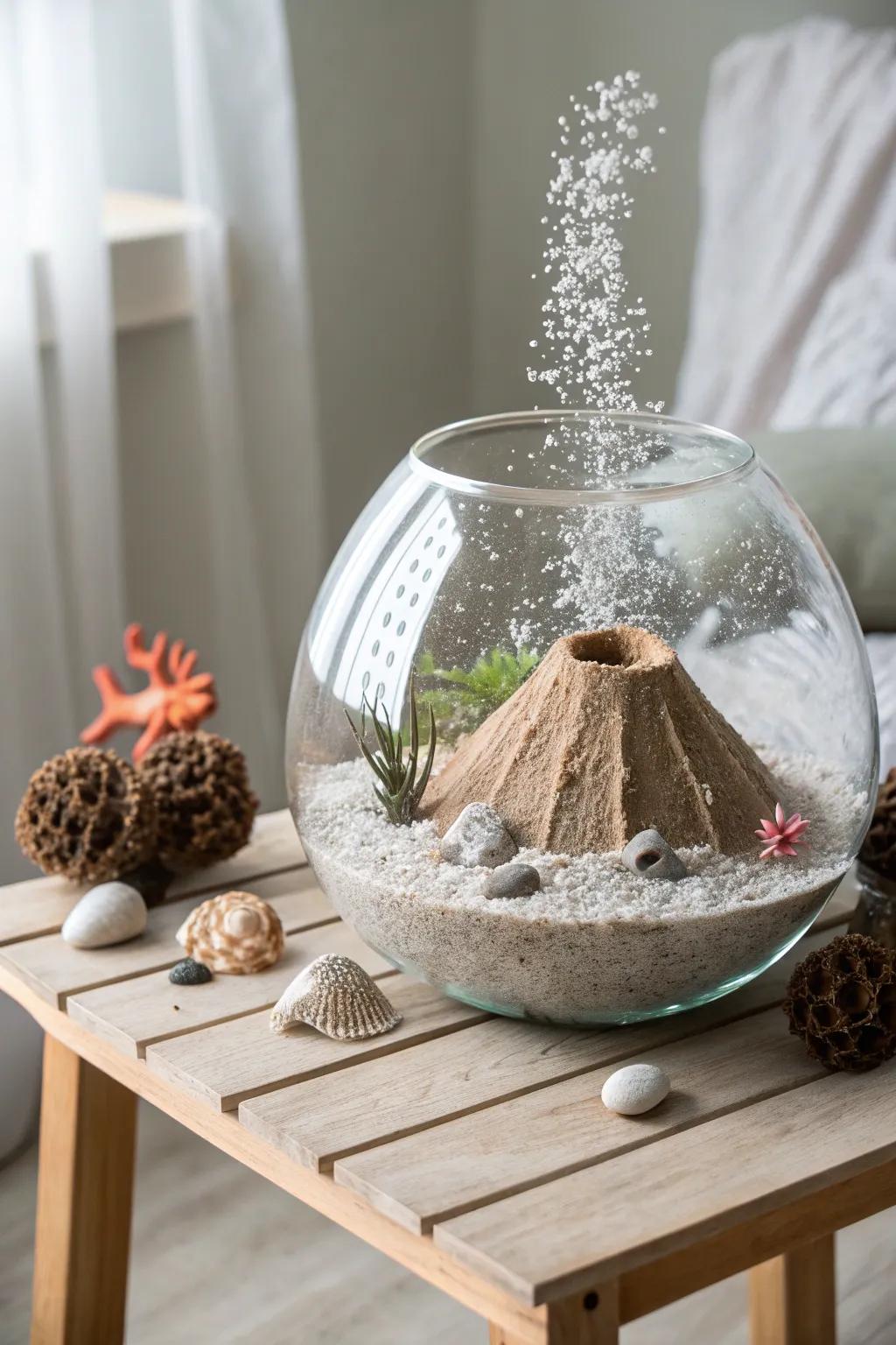 Immerse yourself in the wonder of nature through this mesmerizing submarine volcano, where simplicity intertwines with ingenuity.