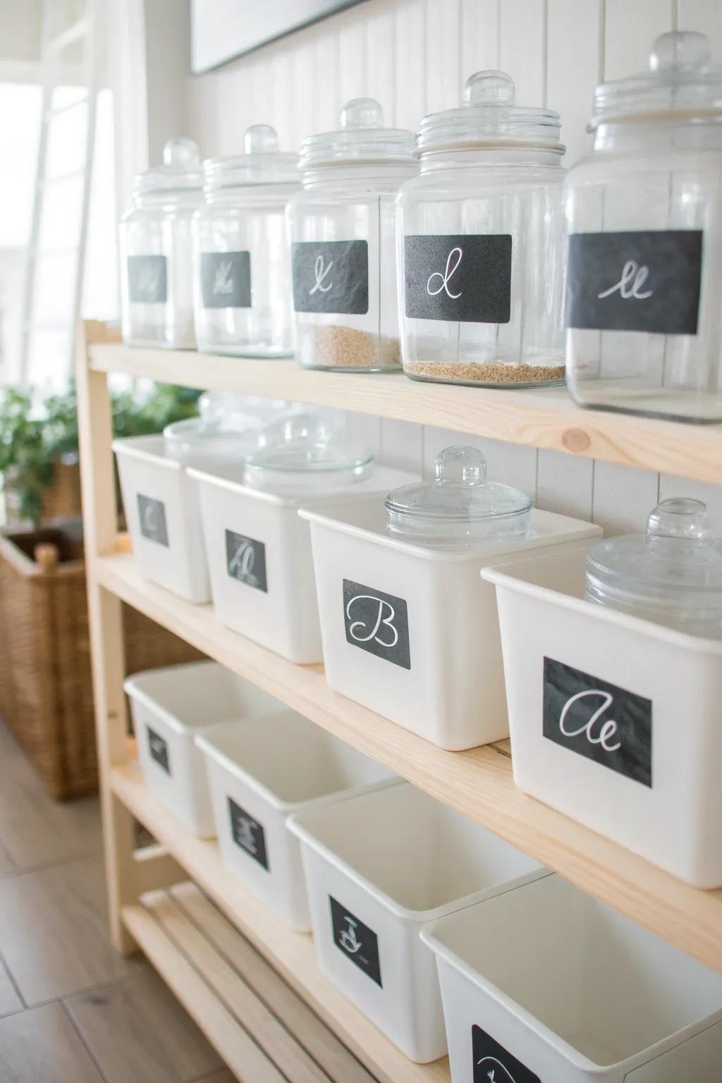 Transform your kid's creative space through whimsical chalkboard labels for a hint of flexible, minimalist appeal.