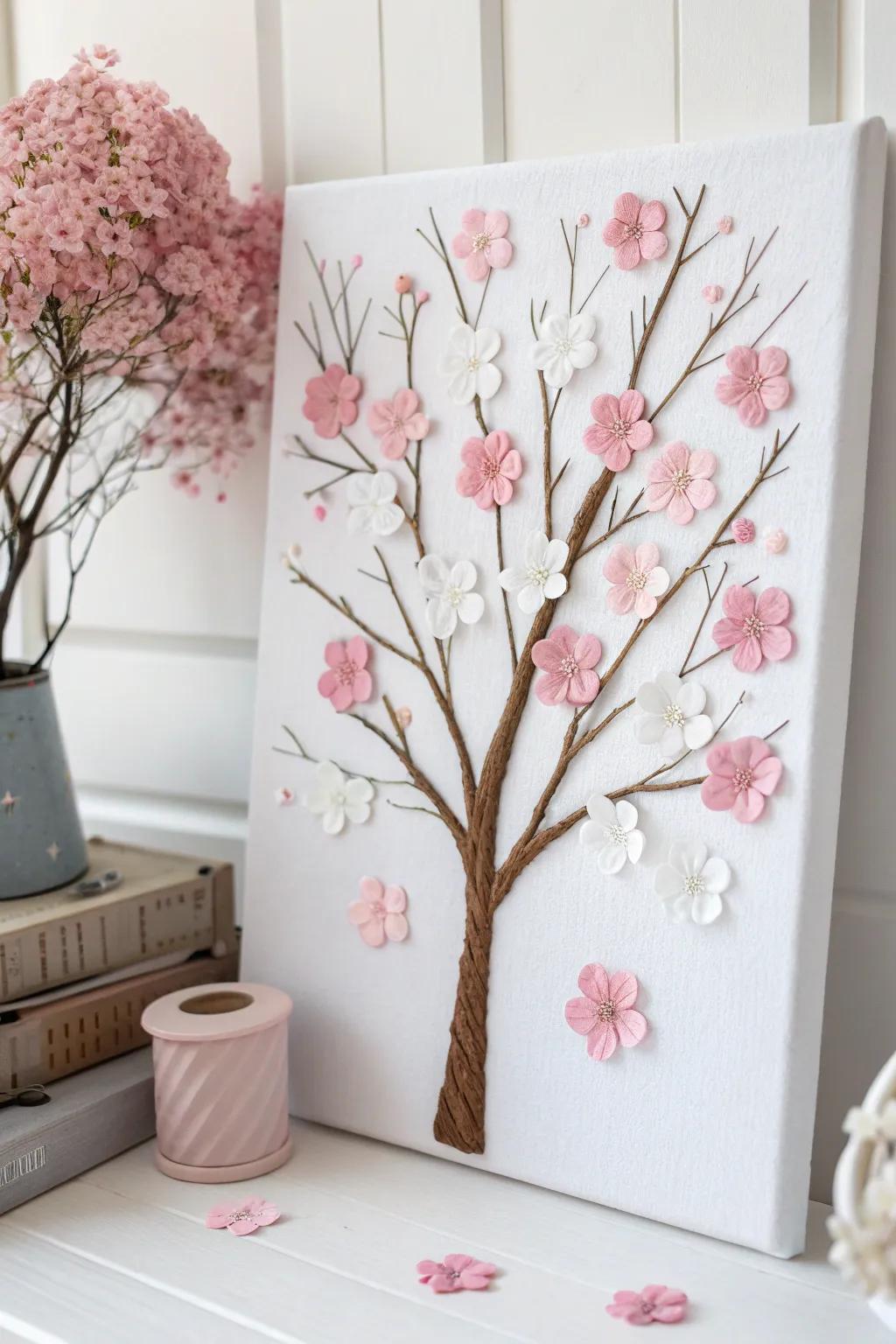Embrace the elegance of spring with this simple yet stunning blossom tree art project.
