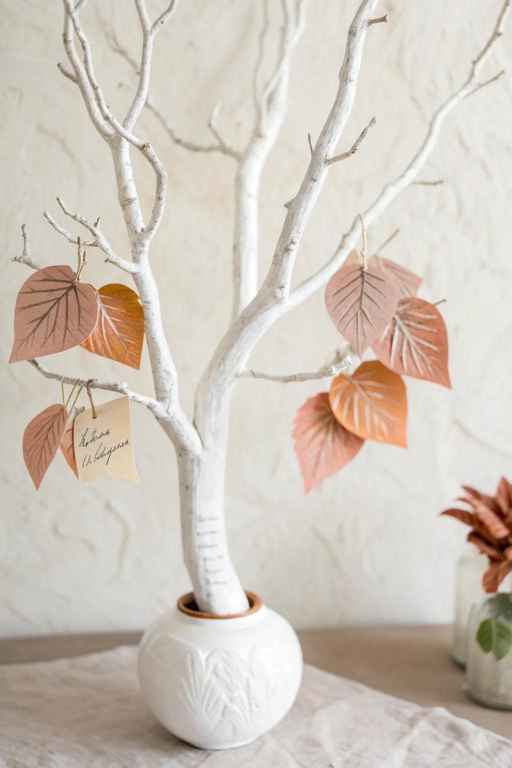 Celebrate gratitude exhibiting minimalist sophistication – a gorgeous gratitude shrub incorporating warmth and thankfulness into the space.