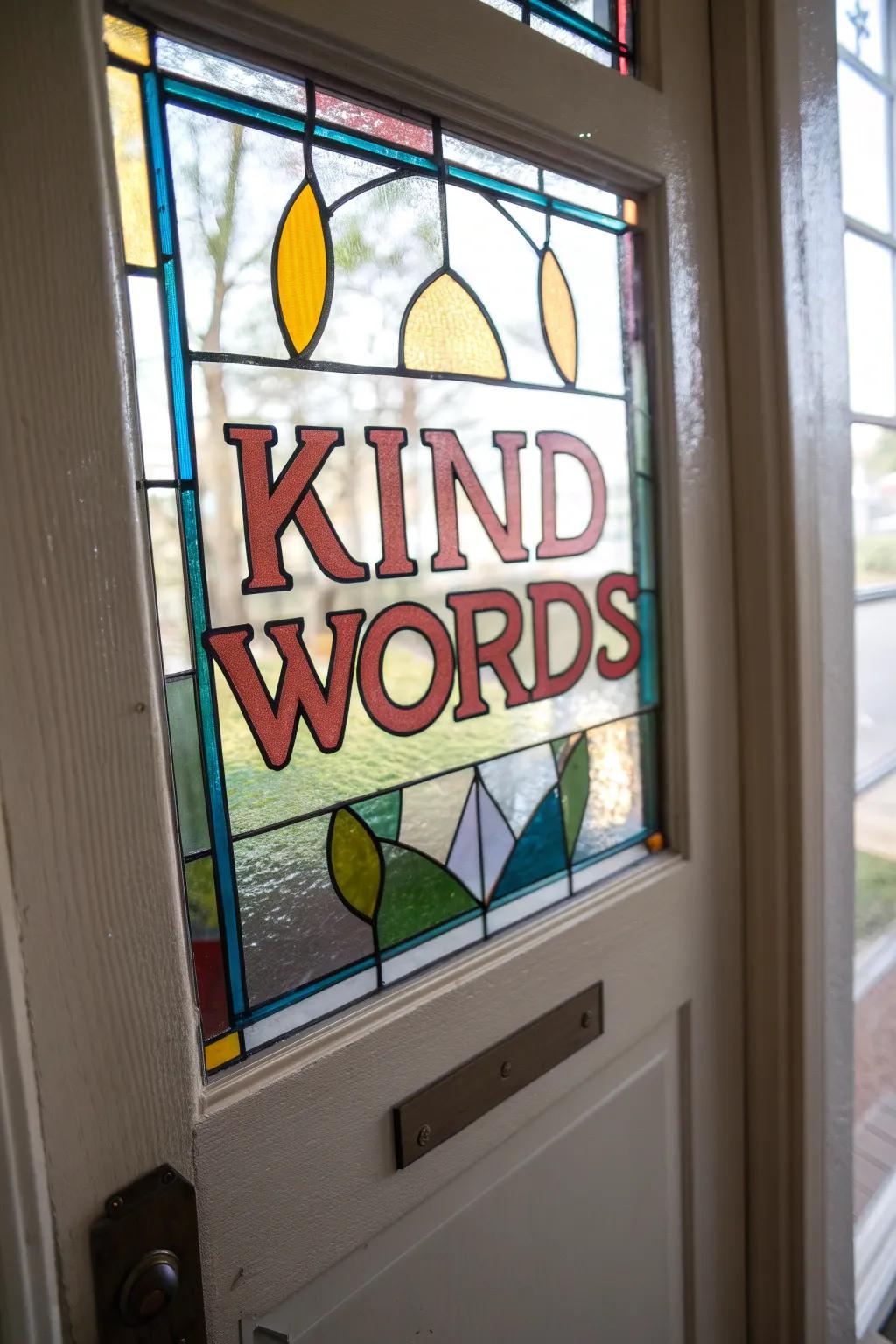 A stained glass effect window generates an impressive kindness focal point.