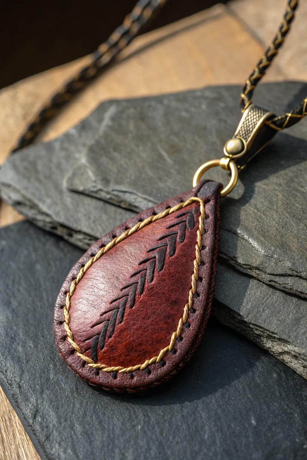 Elevate your aesthetic through handcrafted leather inlaid jewelry, communicating an essence of timeless craftsmanship.