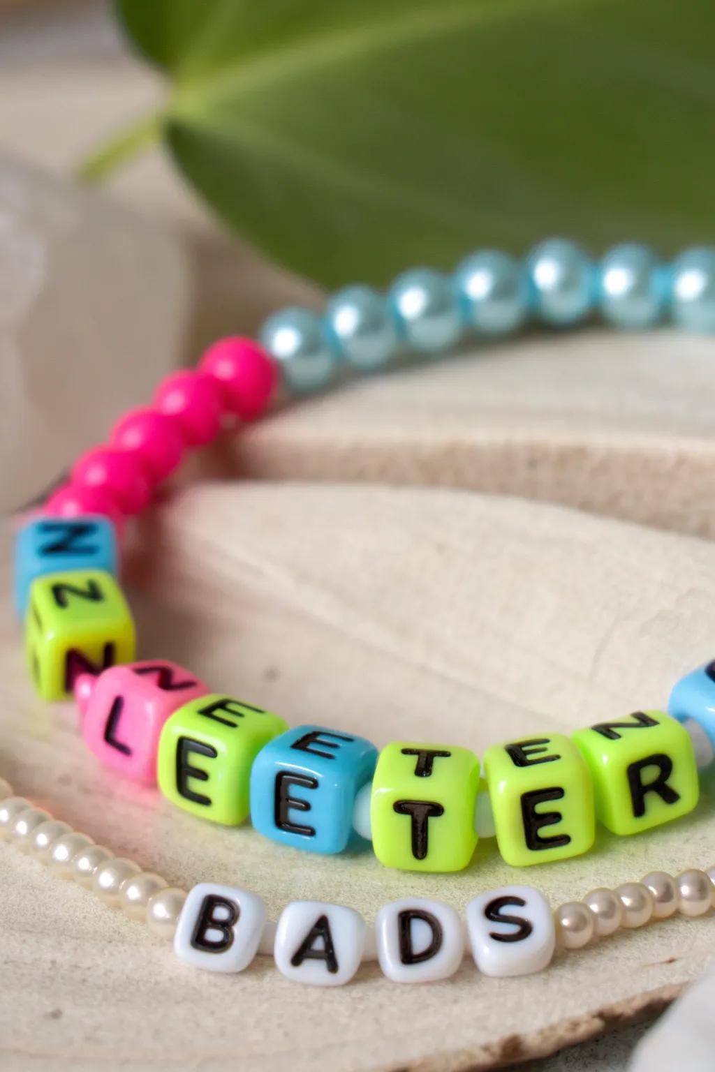 Make a statement with fearless and dazzling iridescent letter beads—where fun meets style!
