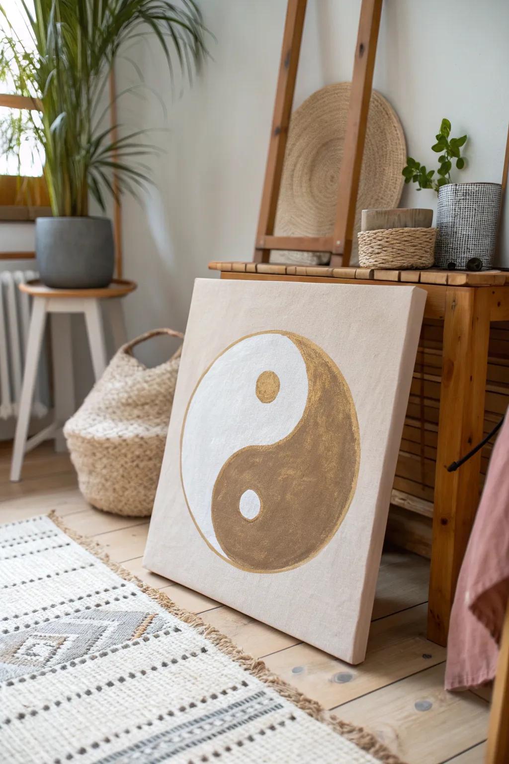 Elevate your meditation space through the calming presence of a Yin Yang masterpiece. #ScandinavianBoho #MindfulDecor