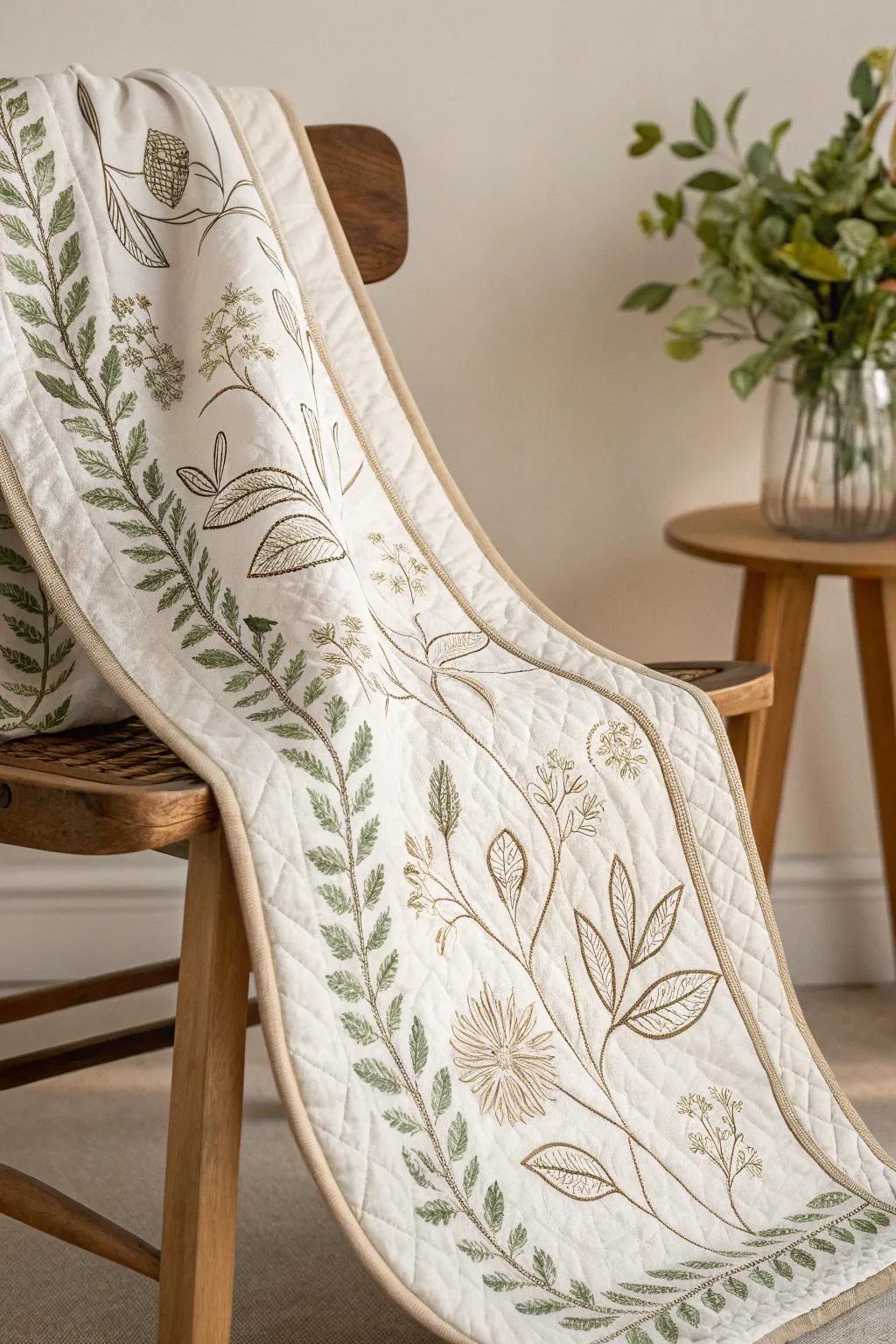Embrace nature's elegance with a hint of Scandinavian simplicity in your quilt designs.